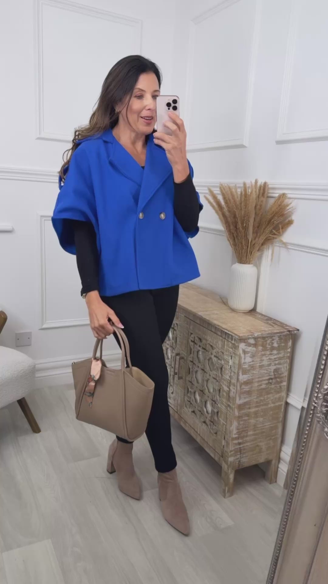 Suzette Royal Blue Notch Lapel Cape