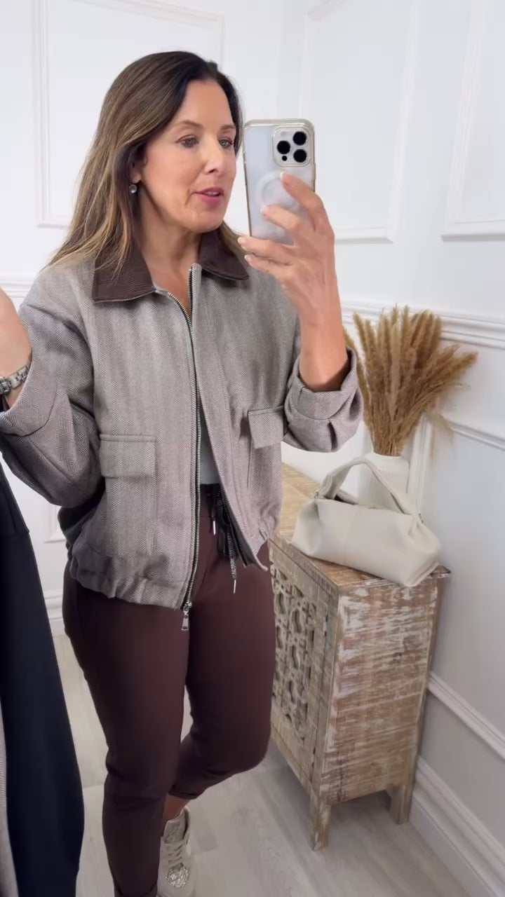 Carriann Brown Suedette Collar Jacket