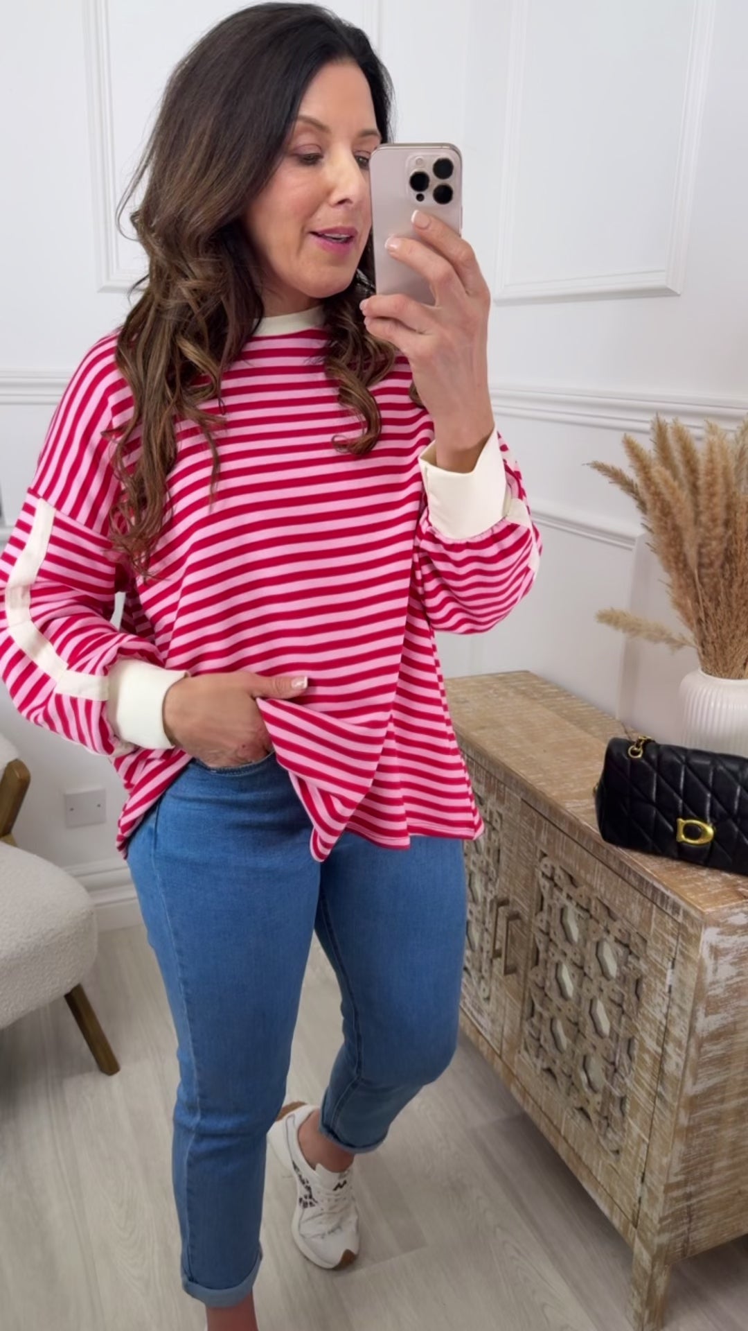 Elsa Red And Pink Stripe Top