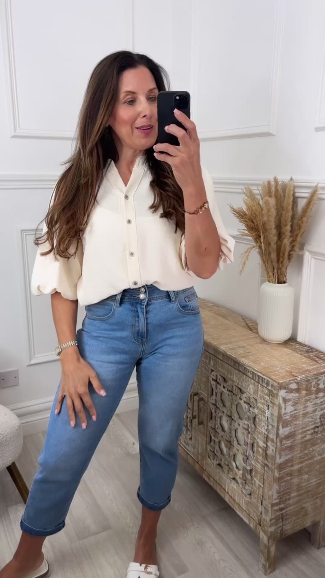Bernice Cream Balloon Sleeve Blouse