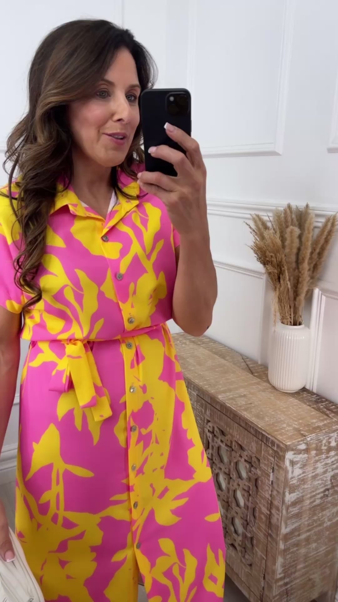 Shakira Yellow Pattern Shirt Dress