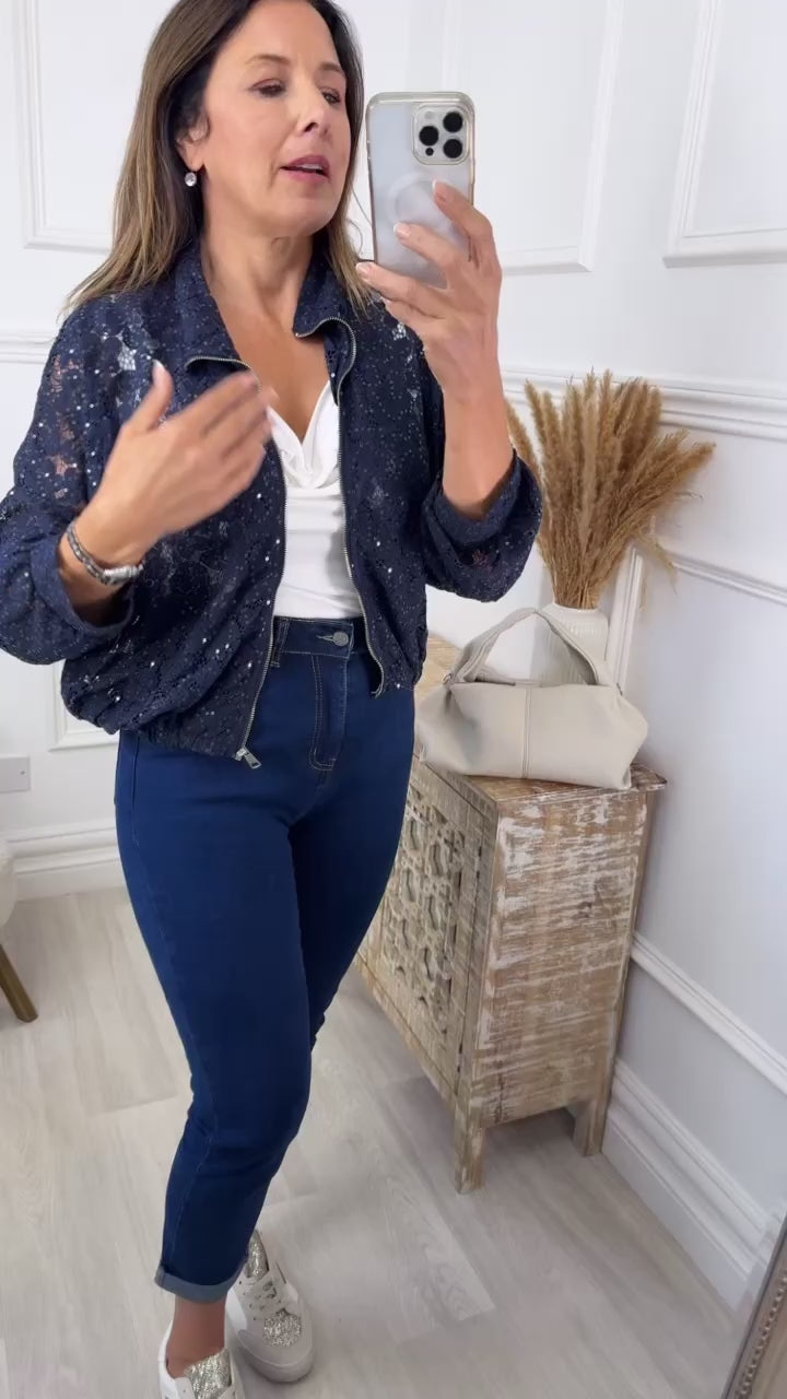Alice Navy Lace Glimmer Jacket