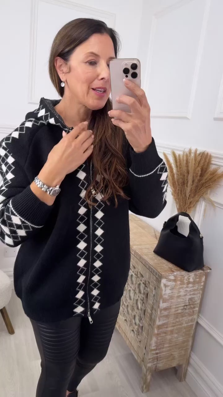 Raya Black Checked Sleeve Cardigan