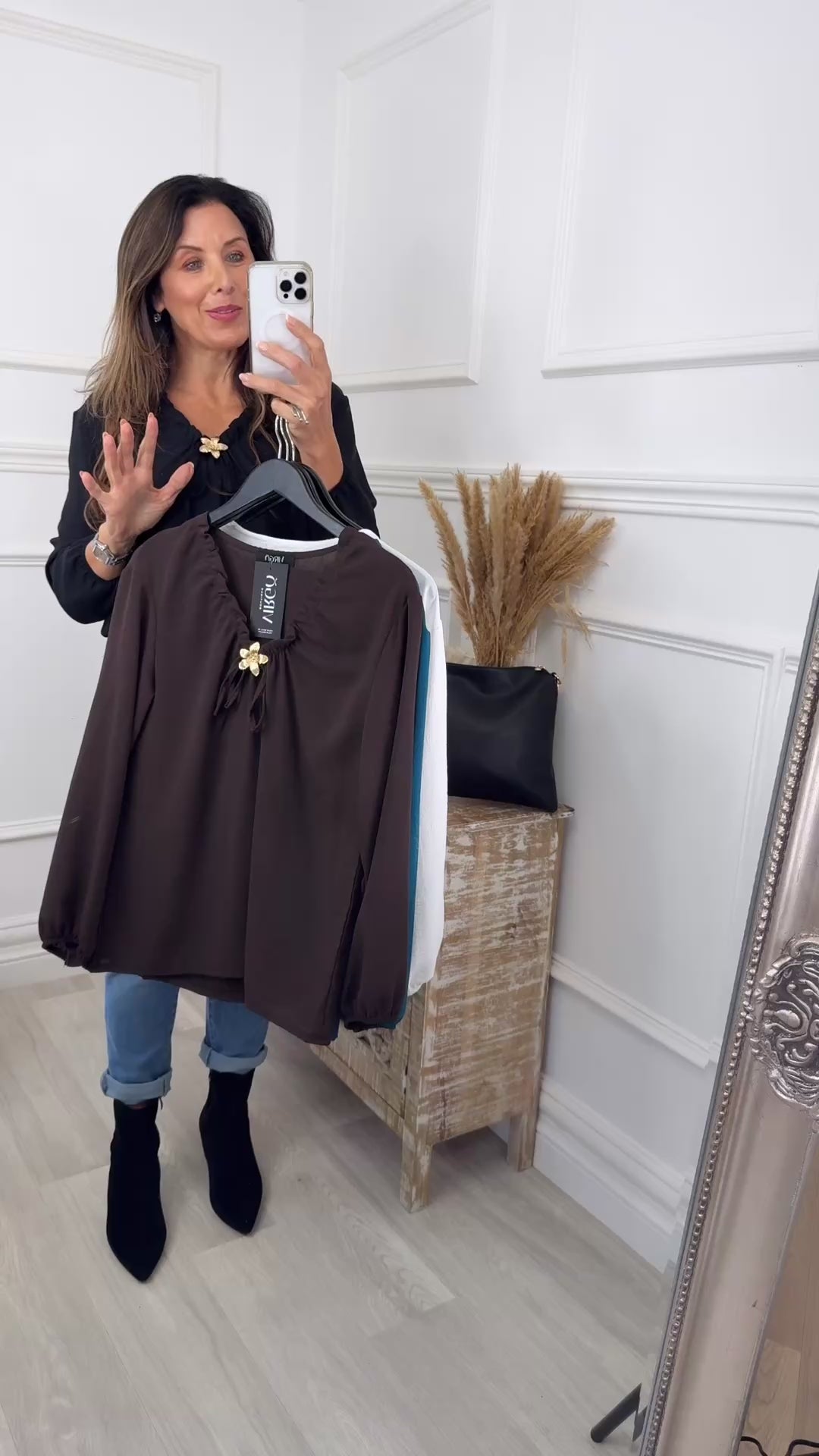 Meadow Black Elasticated Neck Top