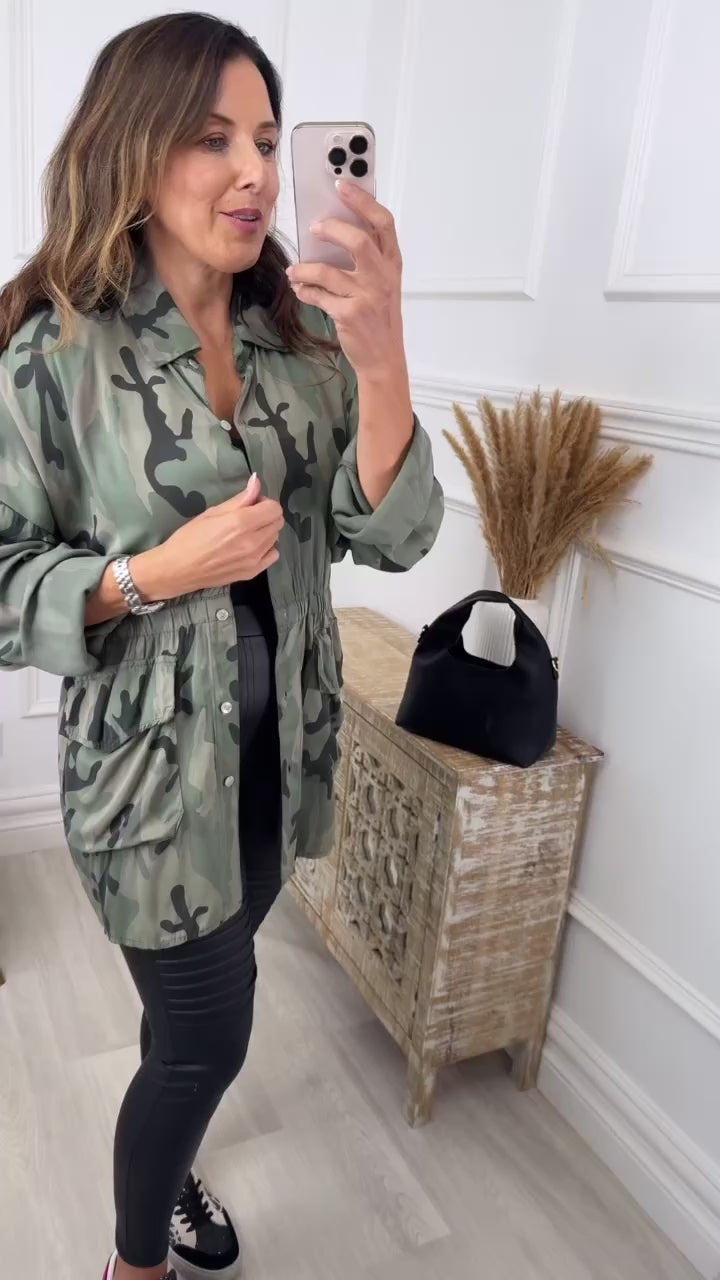 Keira Khaki Pocket Cargo Shirt
