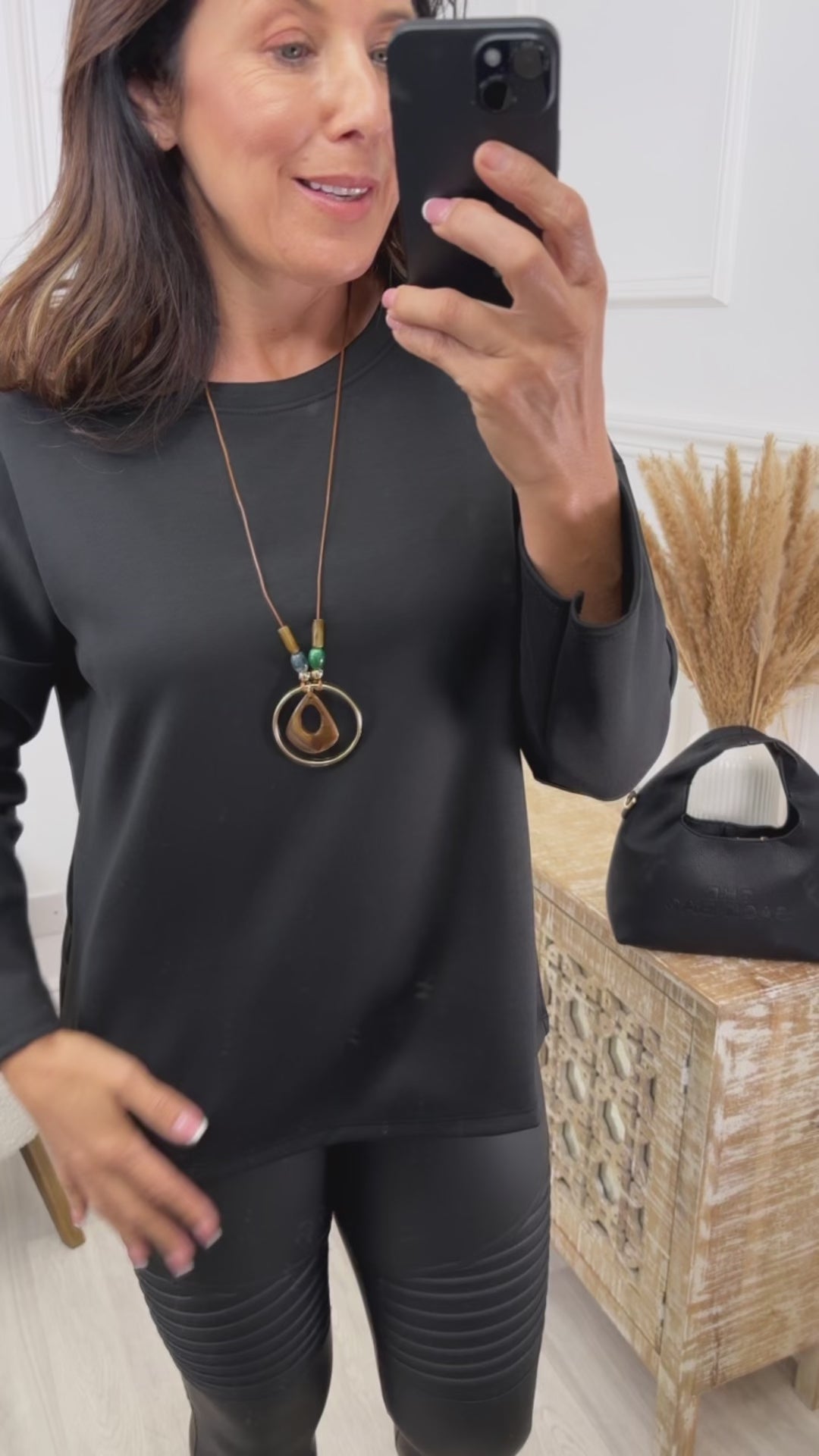 Laure Black Longline Necklace Top
