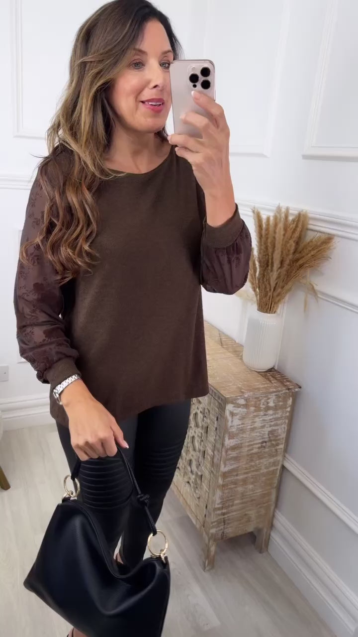 Shellie Brown Applique Sleeve Top