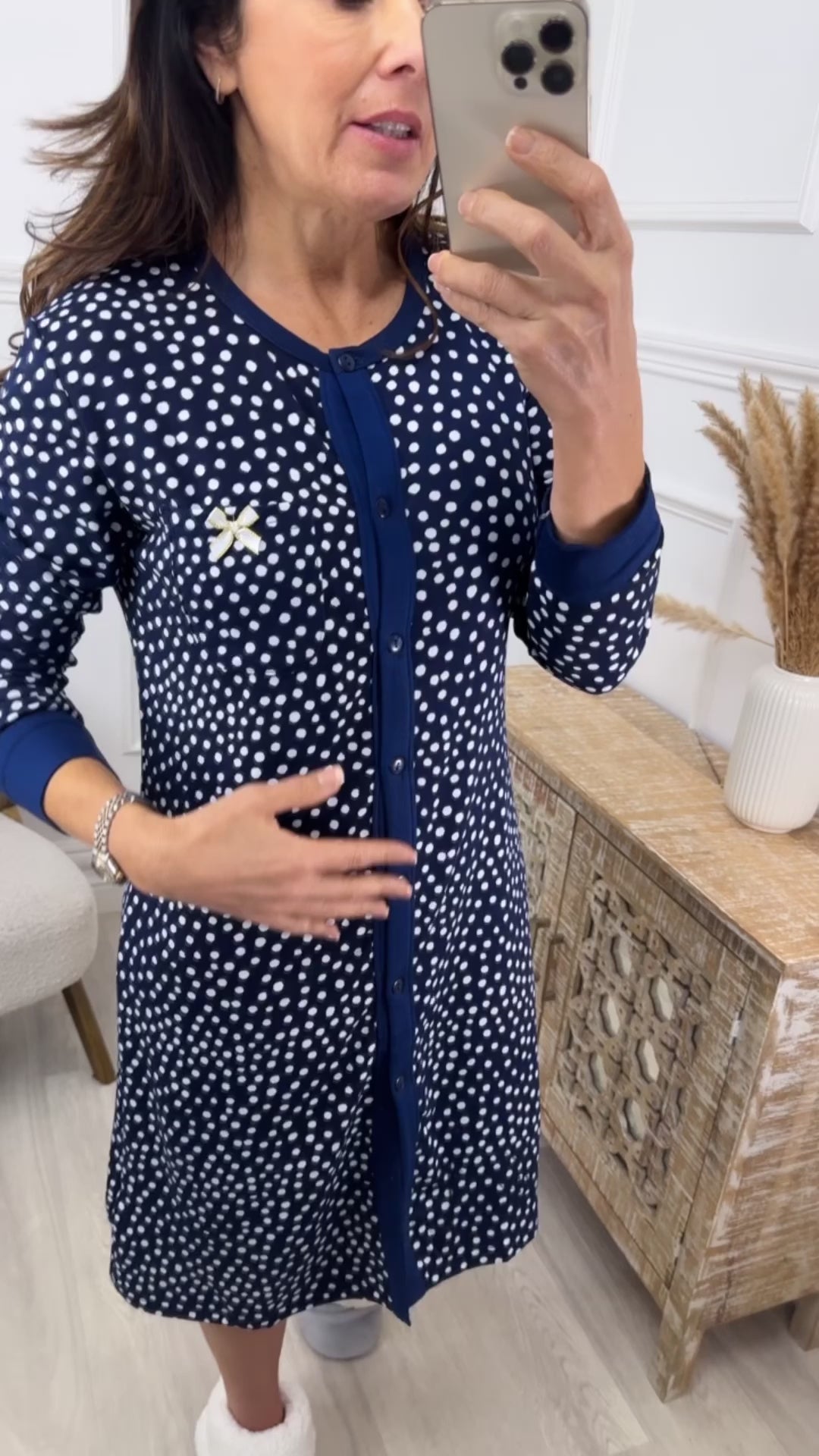 Peggy Navy Polka Dot Nightdress