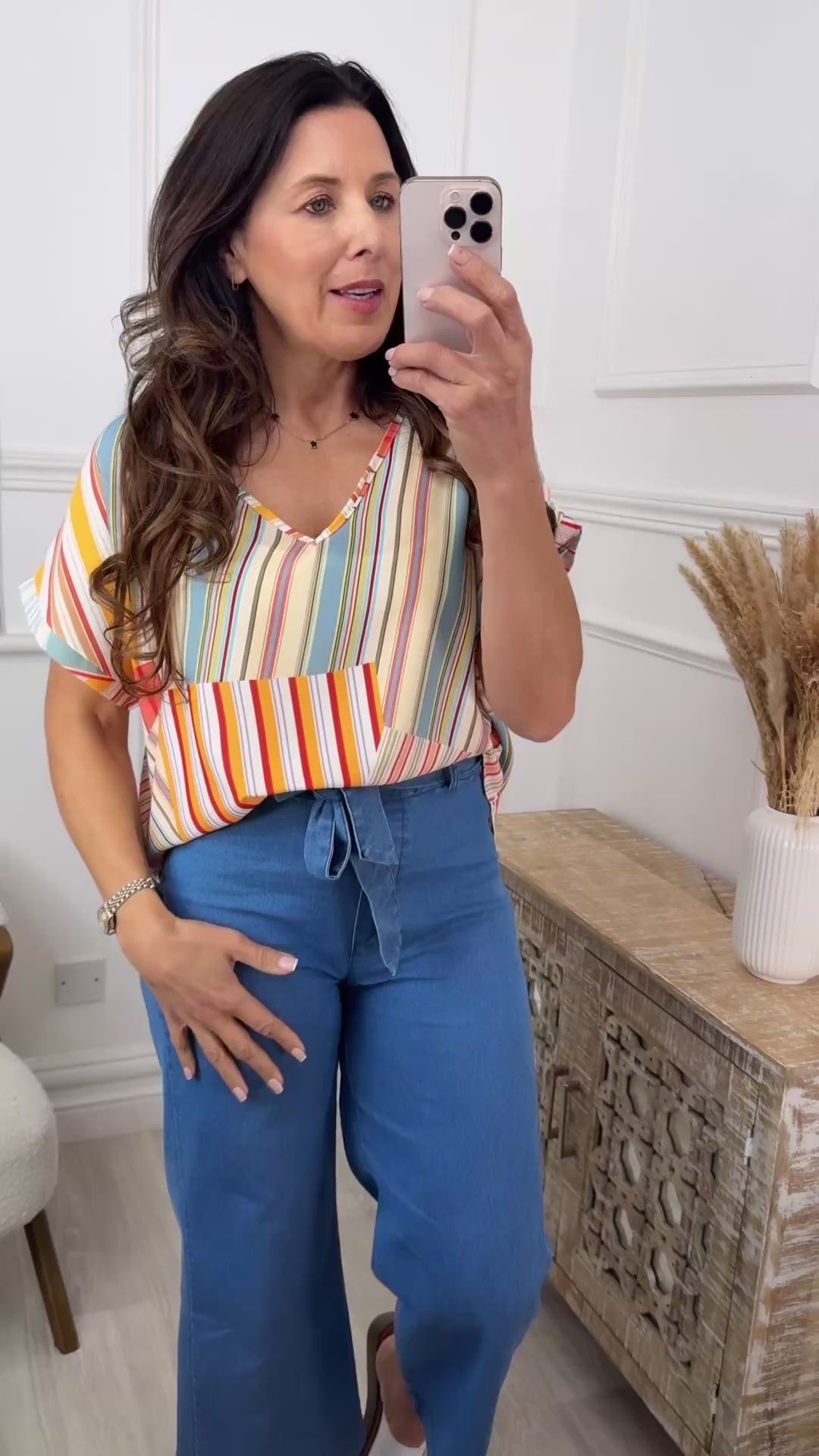 Marian Orange Abstract Stripe Top