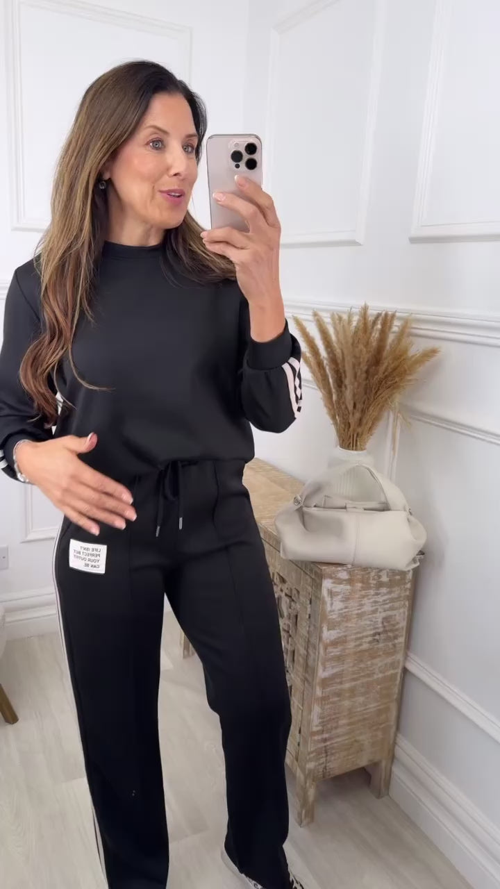 Joanie Black Stripe Sleeve Tracksuit