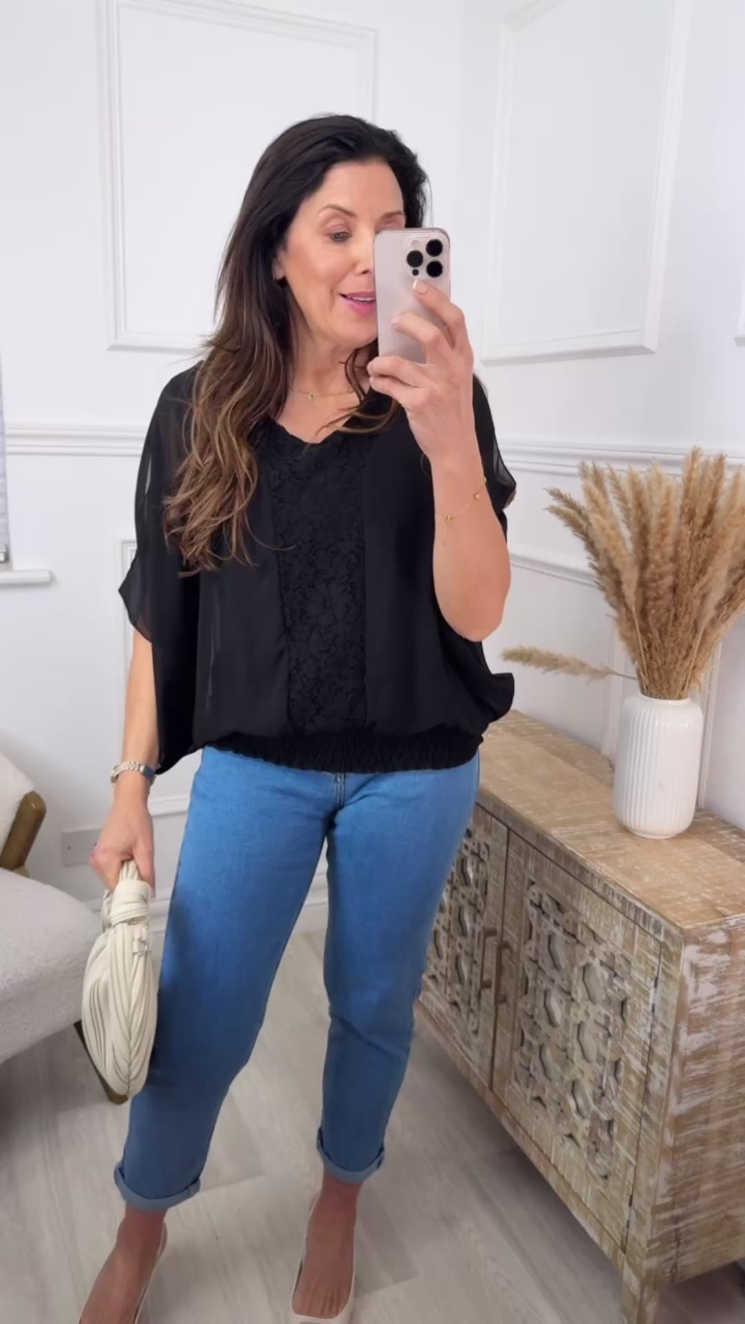 Norella Black Lace Detail Top