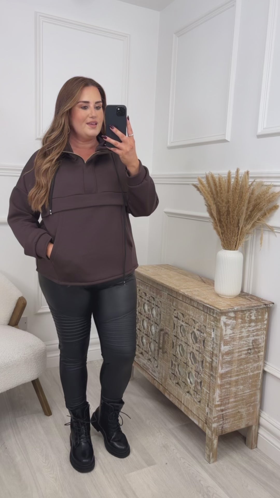 Ivana Brown Kangaroo Pocket Hoodie
