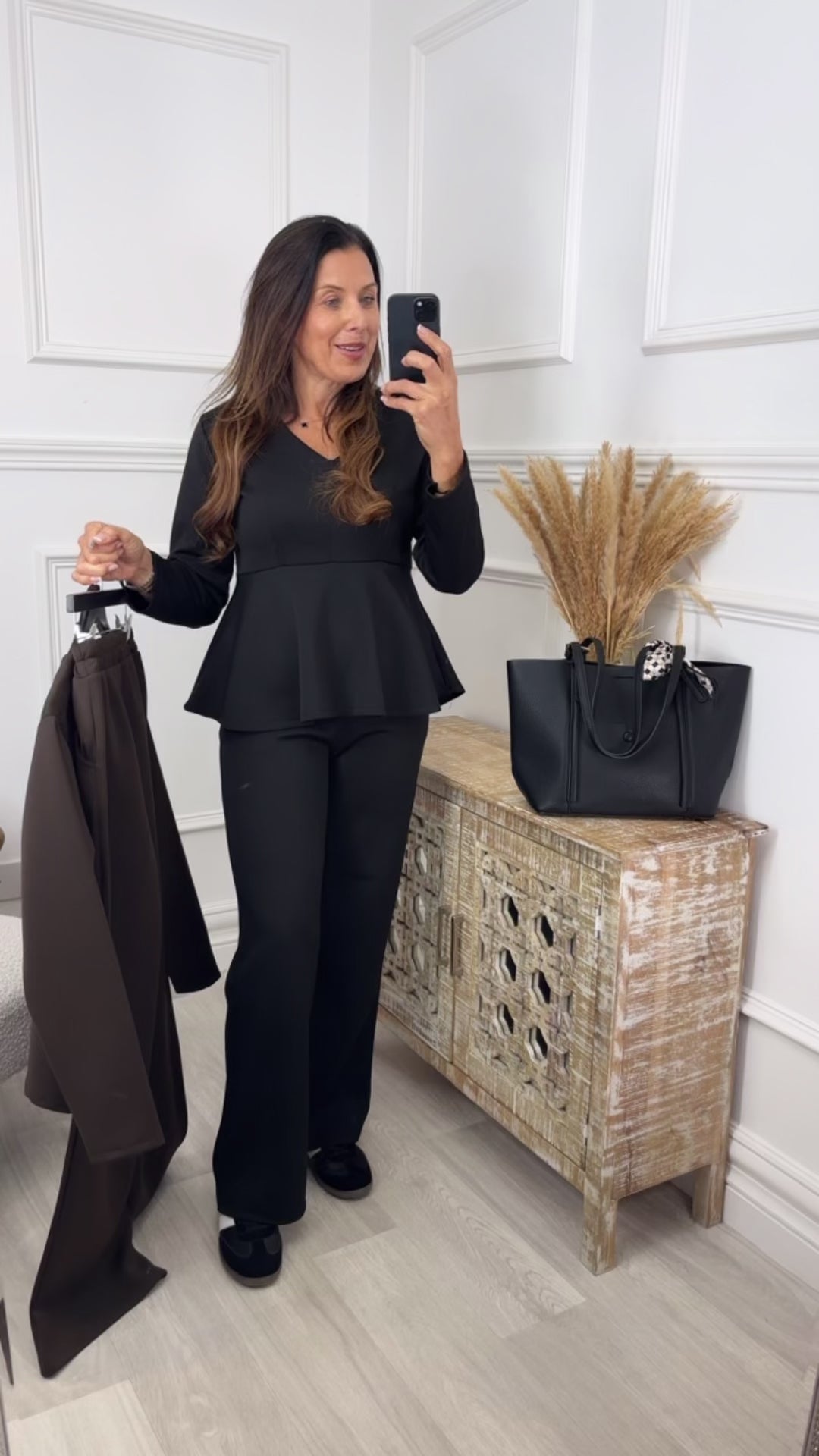 Missy Black Peplum Hem Top Set