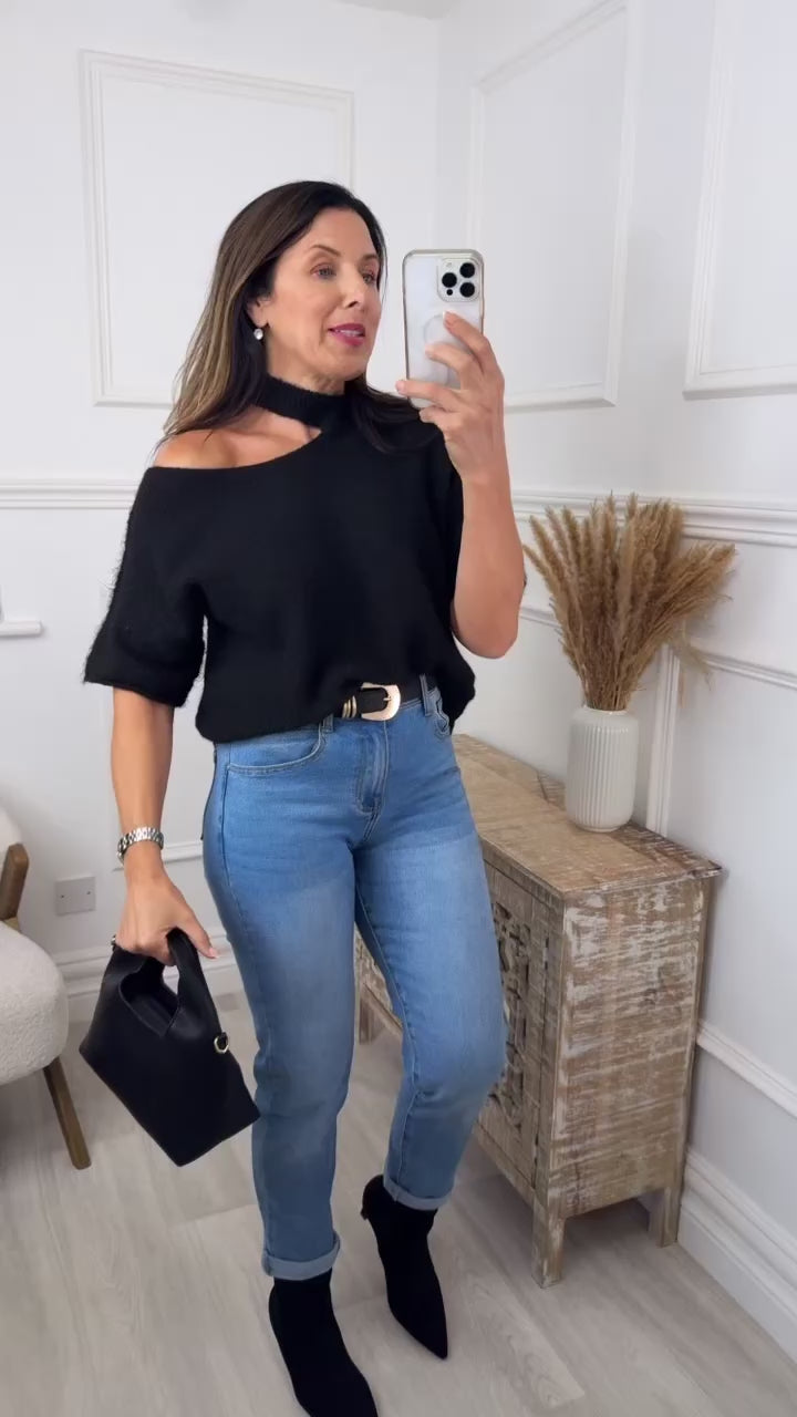 Giovanna Black High Neck Knit