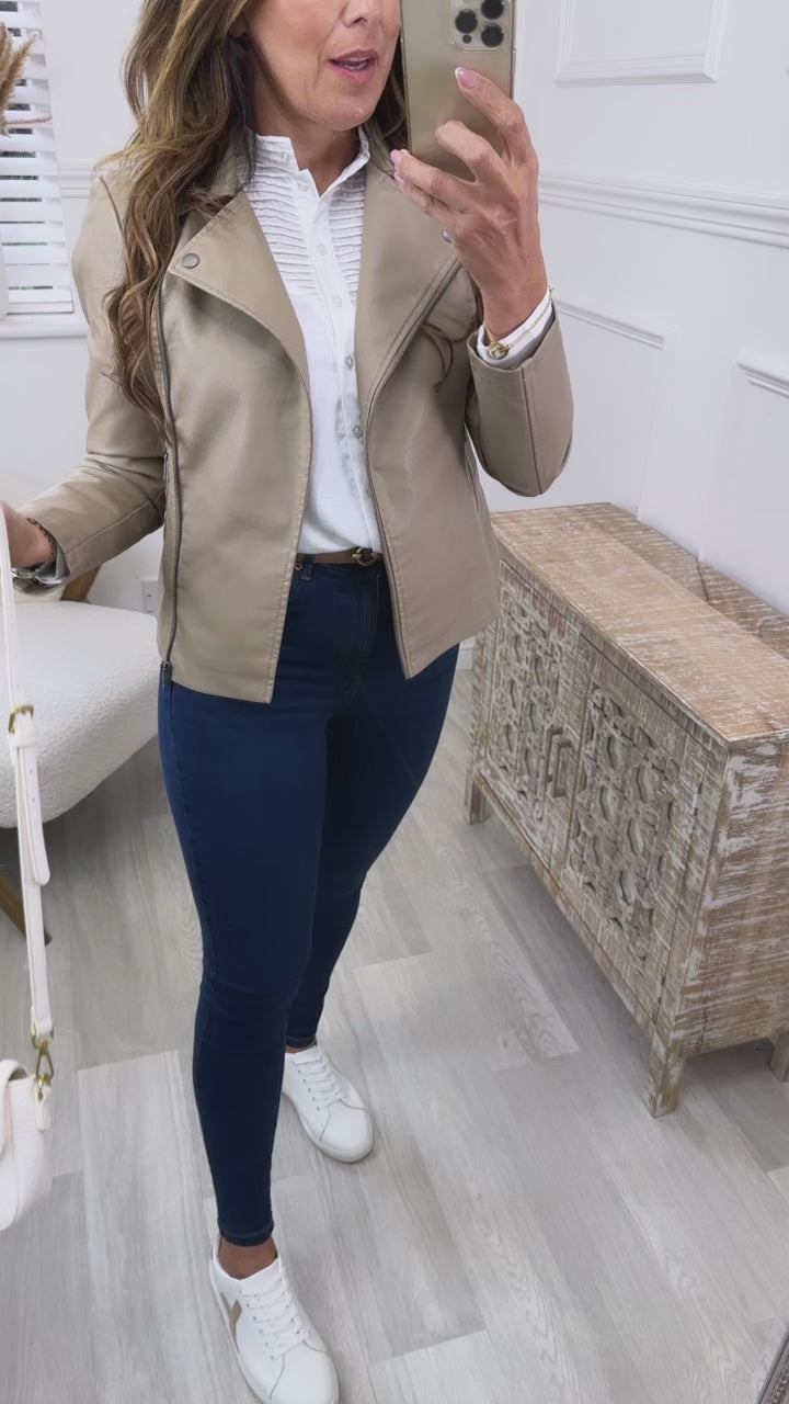Newmelisa Weathered Teak Biker Jacket