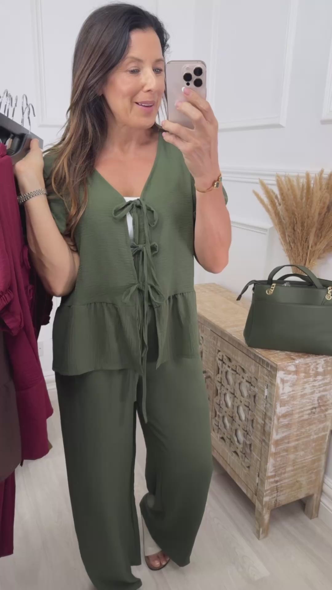 Briony Khaki Tie Detail Set