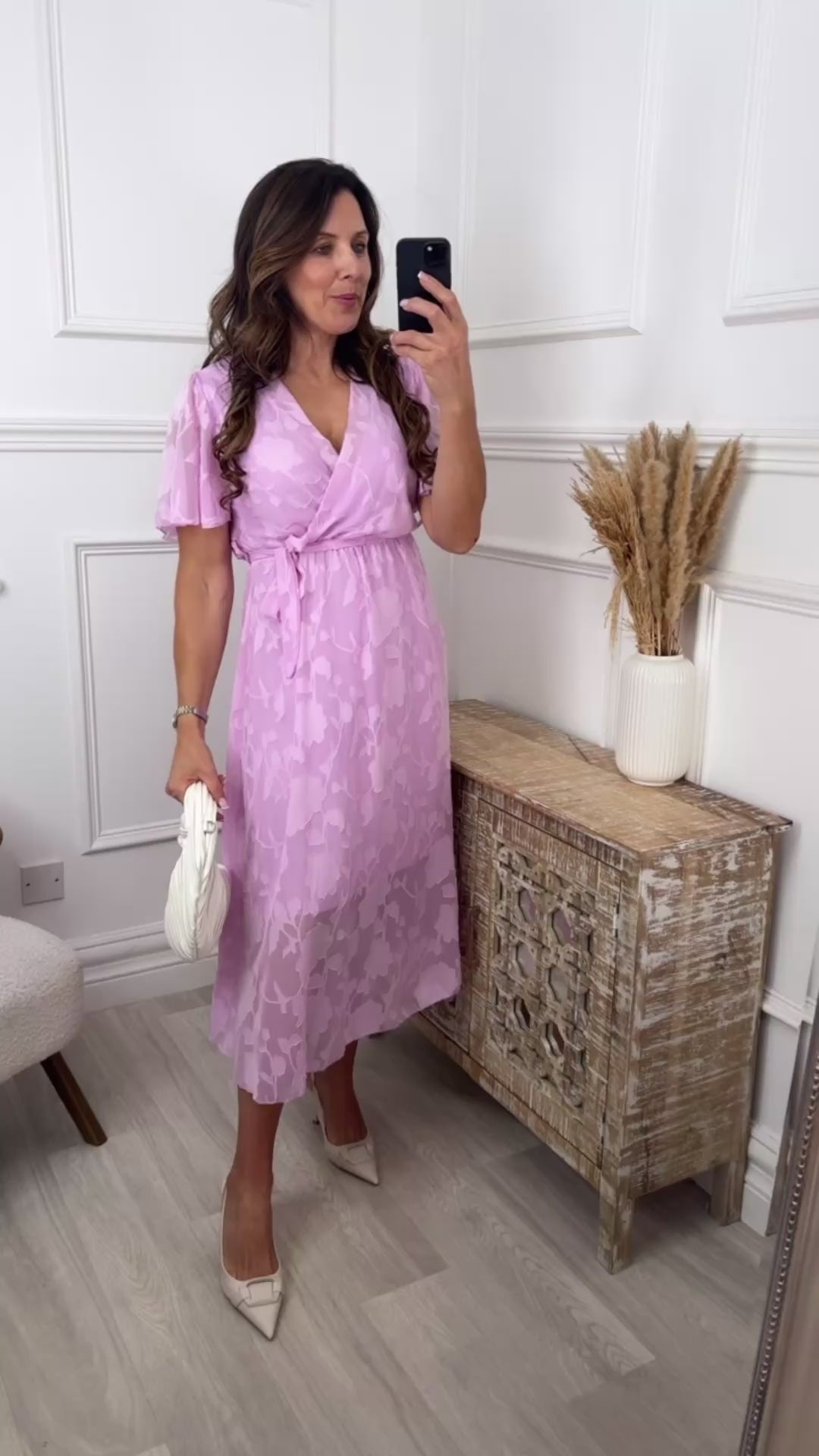 Orlaith Pink Wrap Midi Dress
