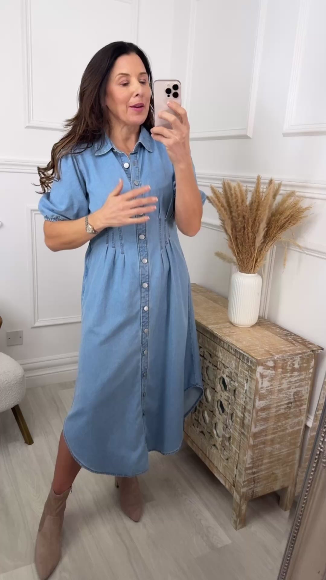 Taylor Blue Denim Shirt Maxi Dress