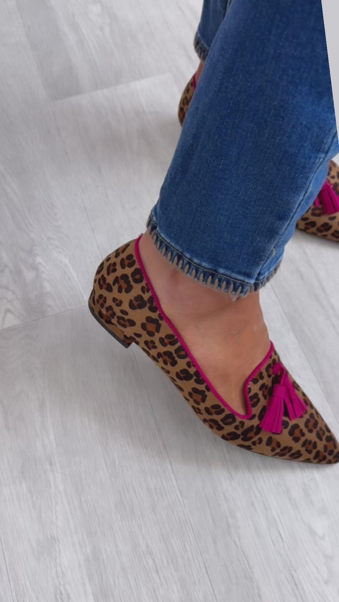 Mathea Fuchsia Trim Leopard Loafers