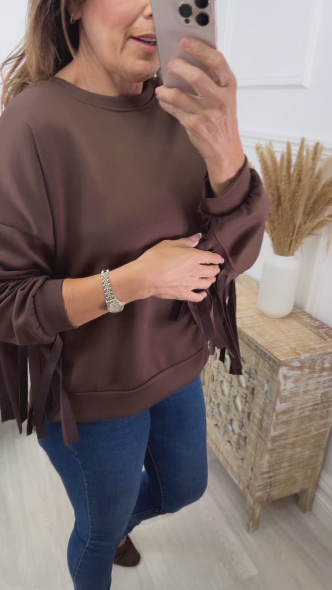 Nicky Brown Fringe Sweatshirt