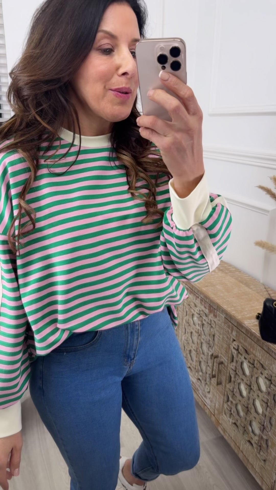 Elsa Green And Pink Stripe Top
