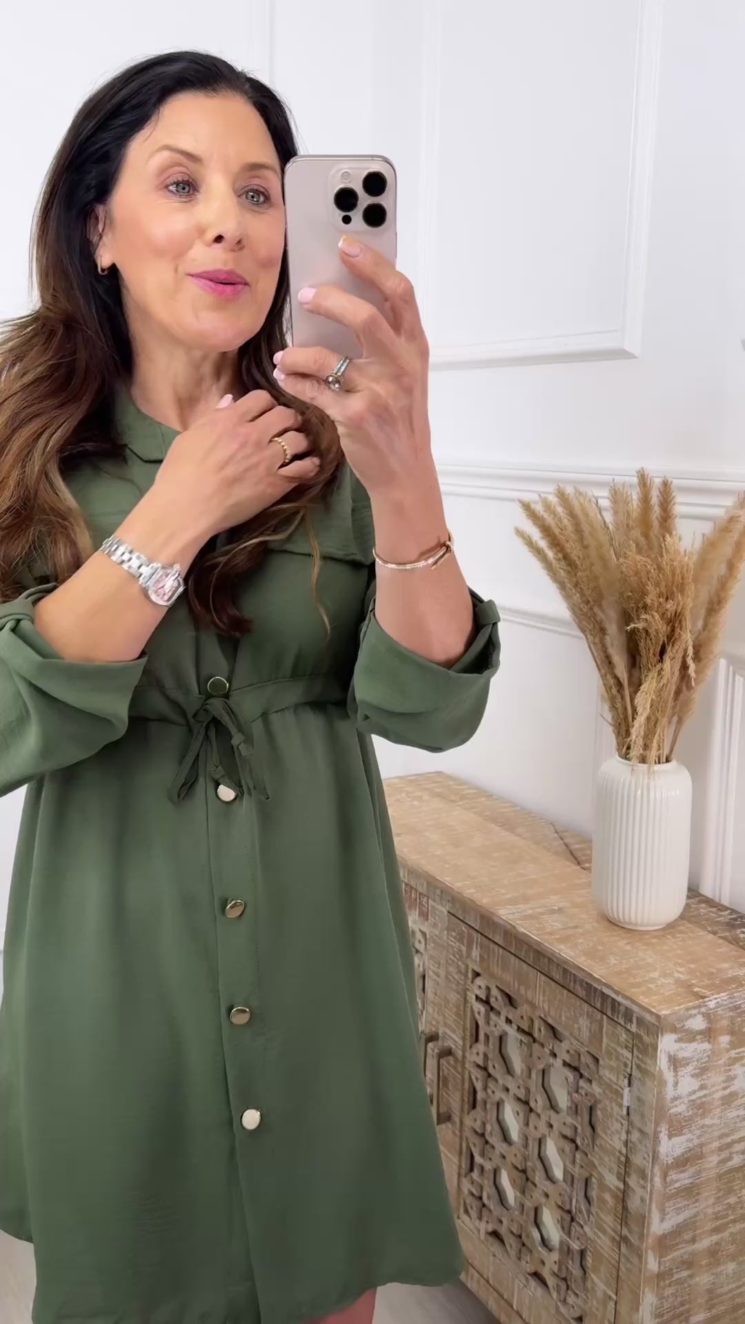 Medea Khaki Shirt Tunic Dress