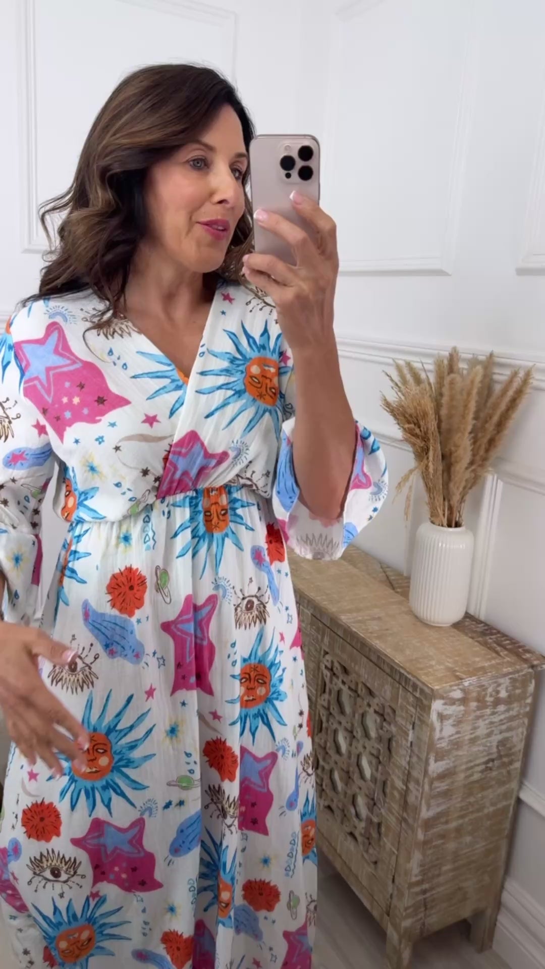 Mollie White Celestial Print Maxi Dress