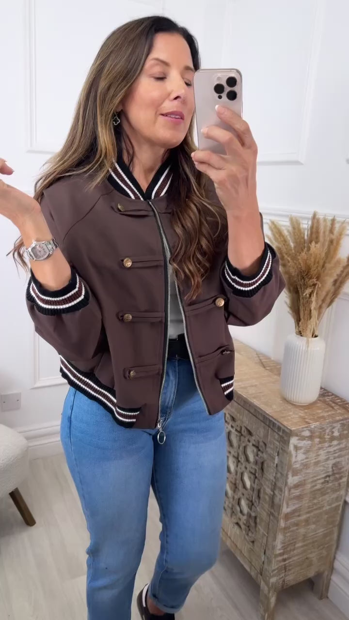 Gwen Brown Zip Detailed Jacket