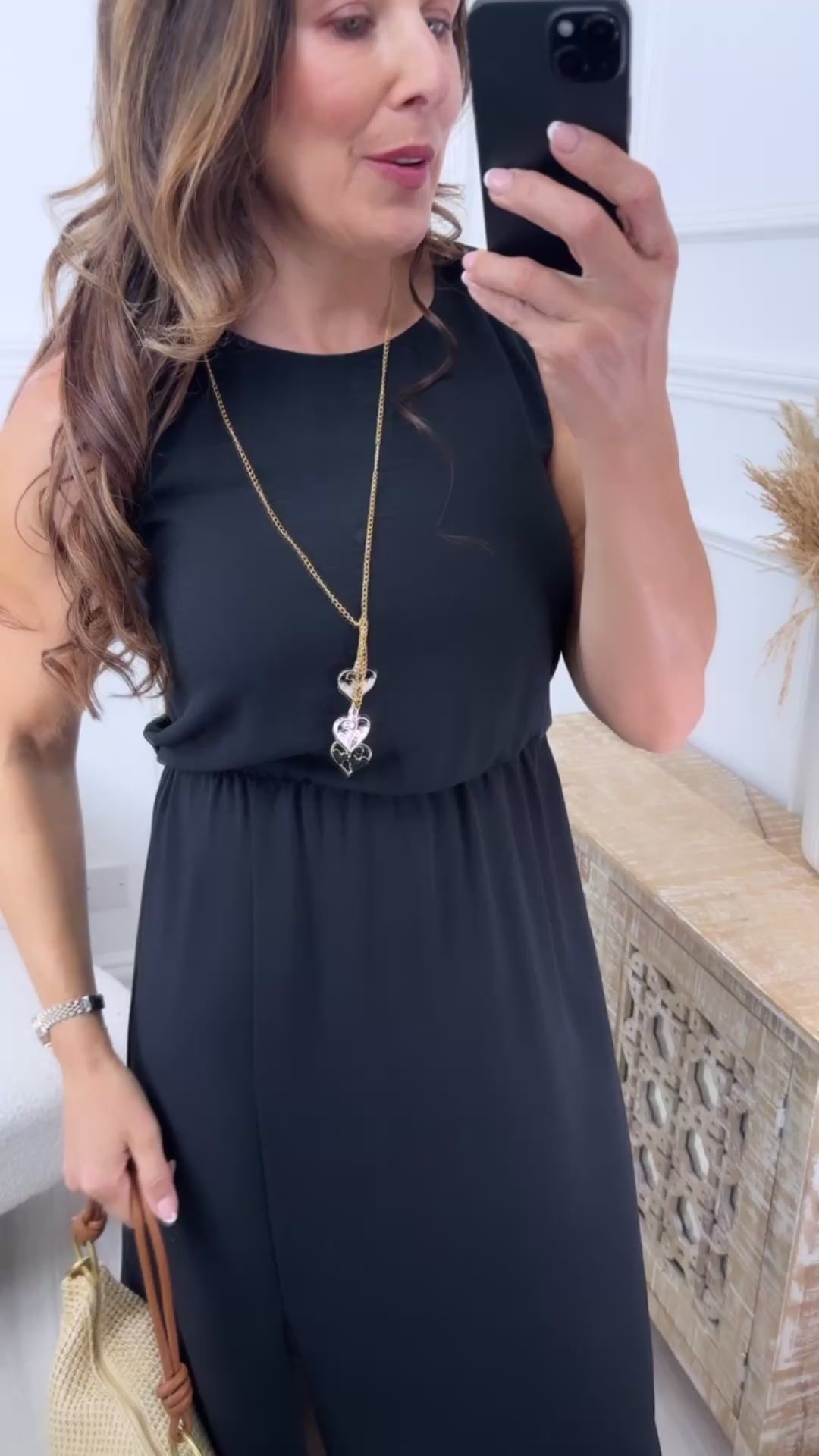 Moira Black High Neck Maxi Dress with Necklace