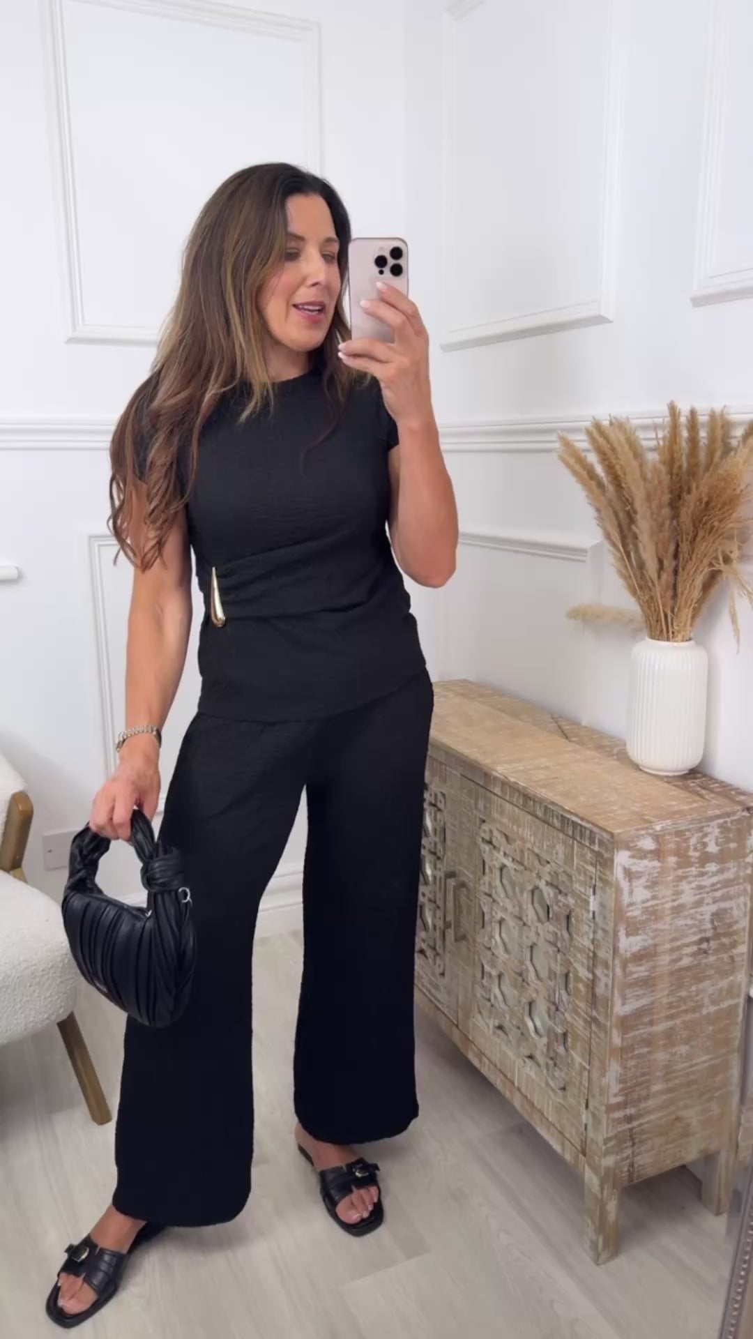 Madrid Black Ruched Gold Tie Set