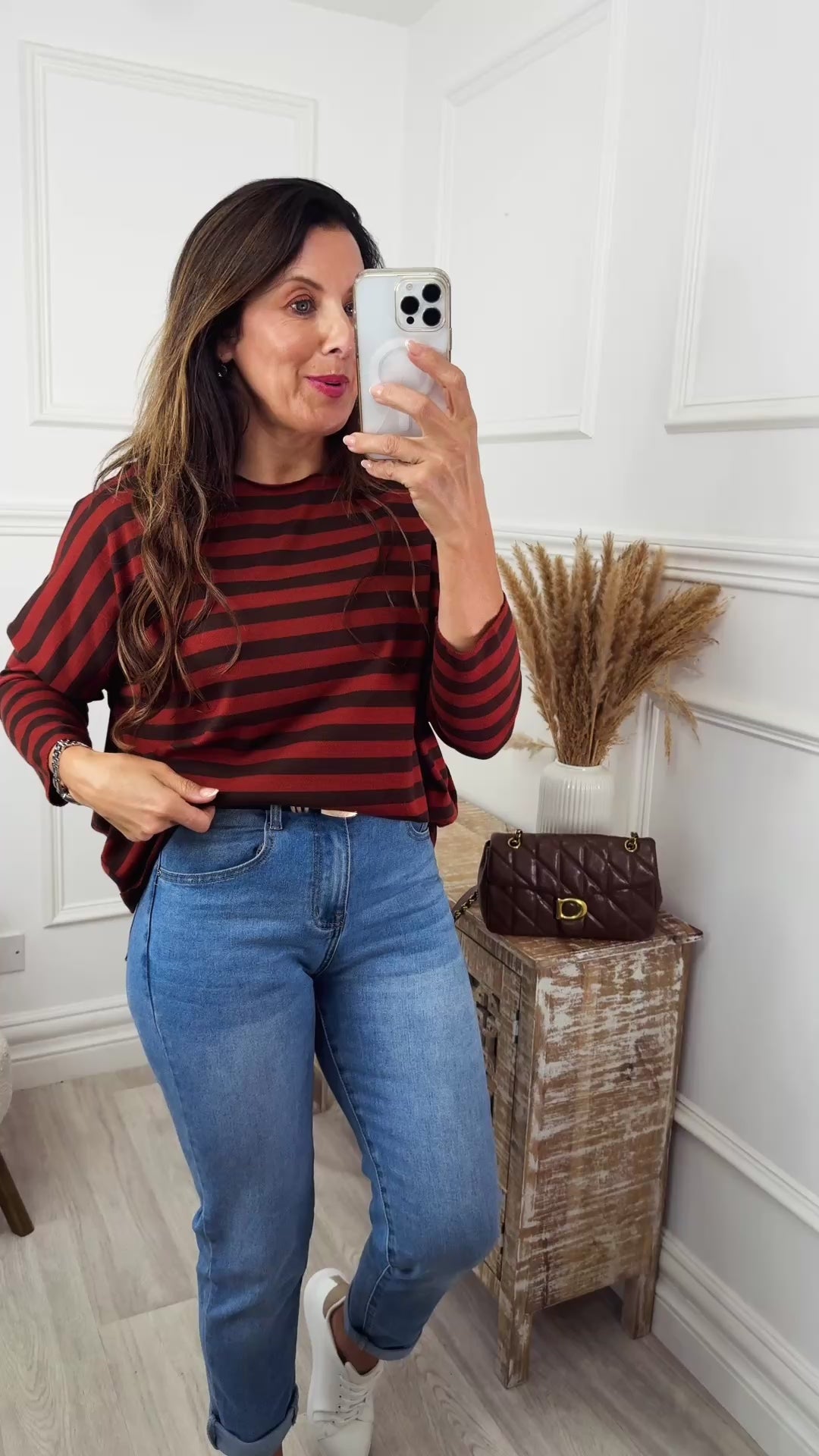 Viola Brown and Rust Striped Top