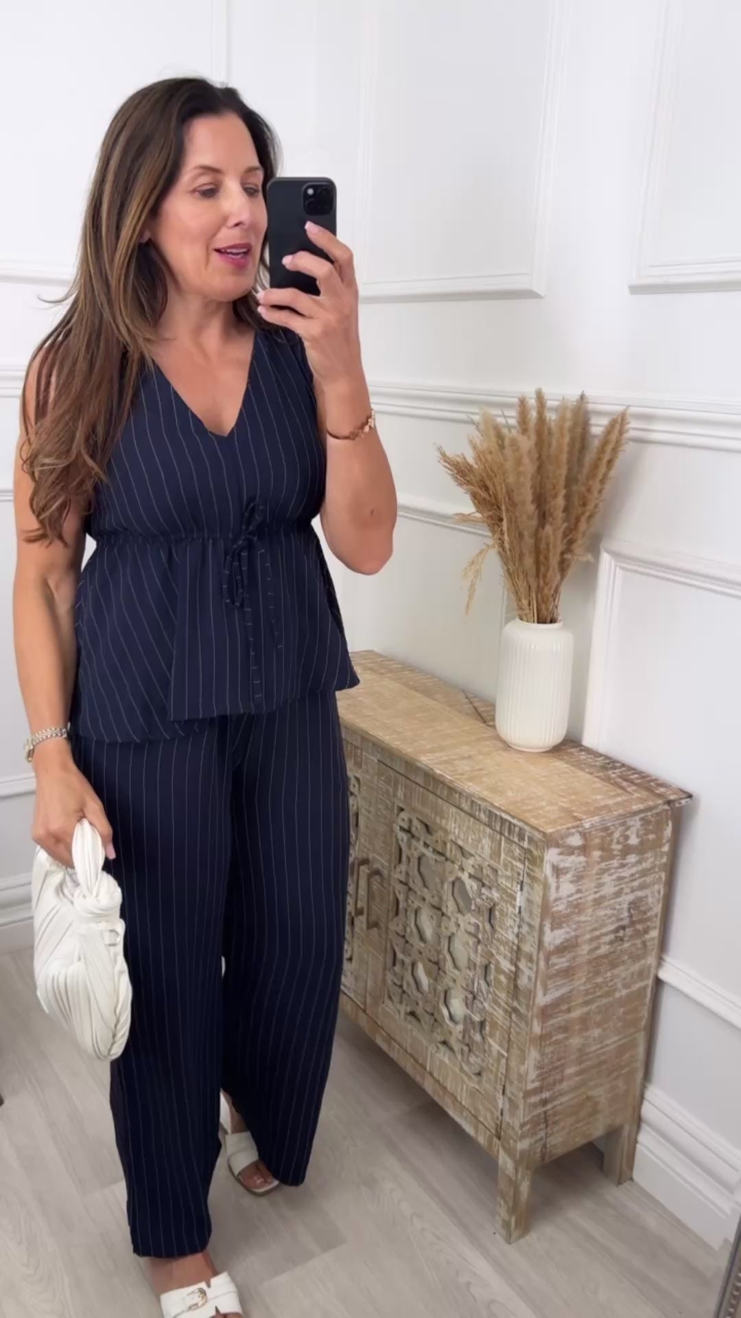 Catherine Navy Striped Set