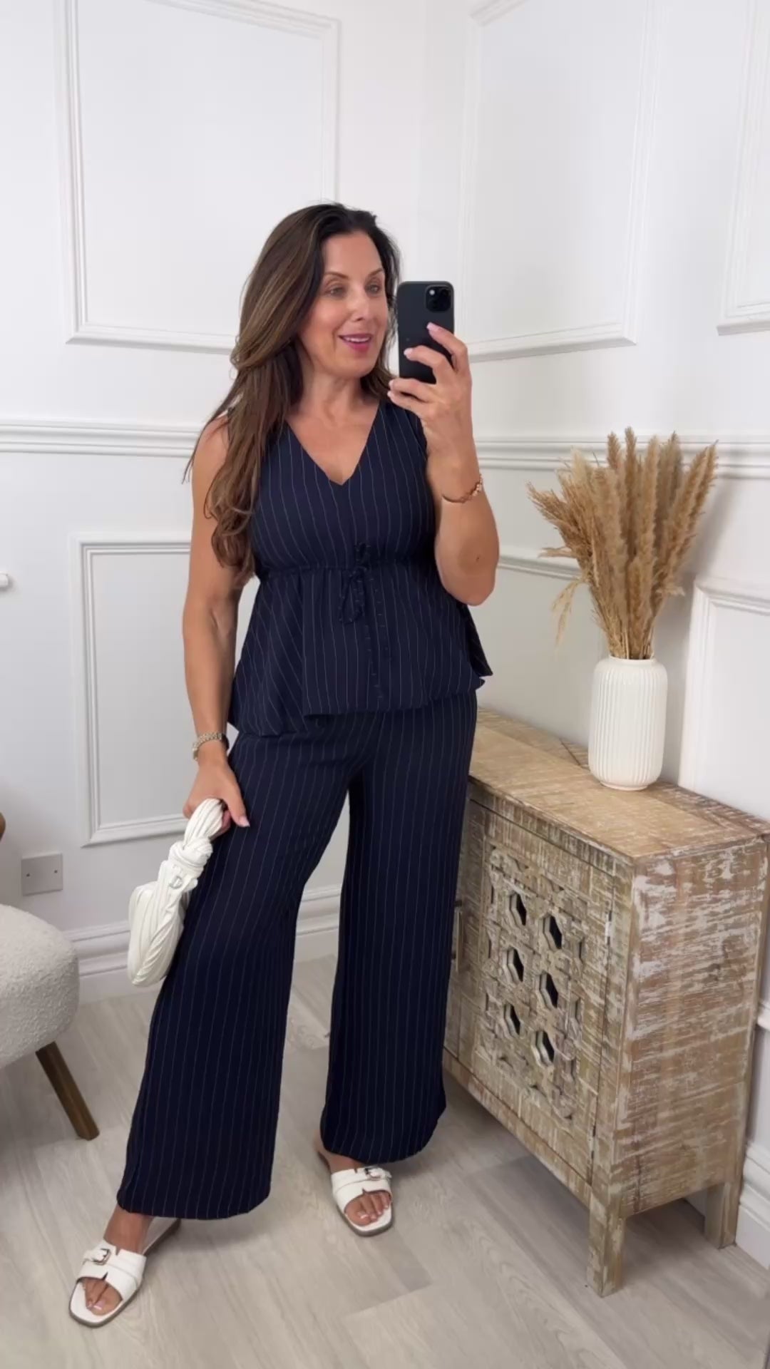 Catherine Navy Striped Set