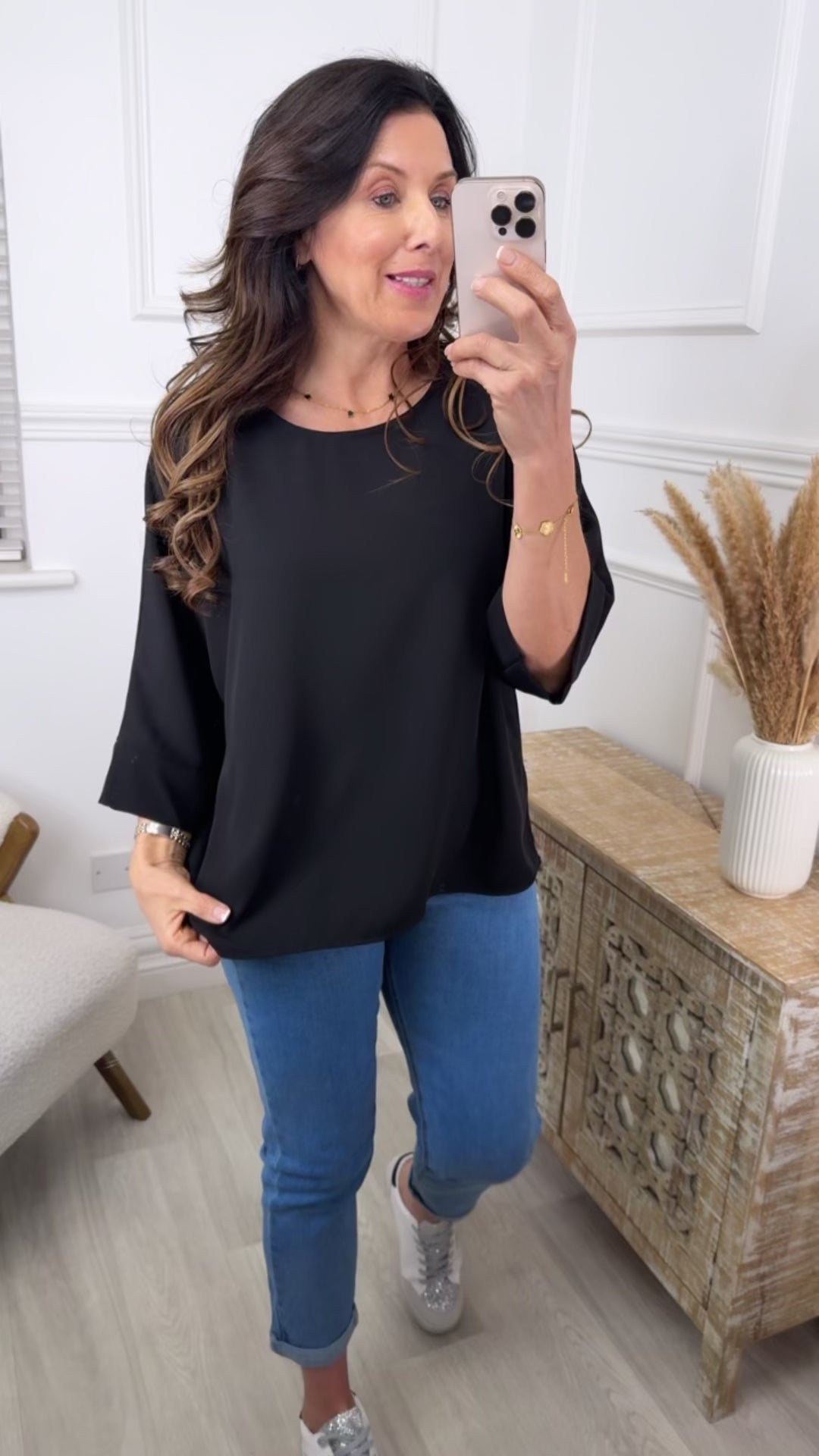 Cliona Black Flowing Blouse