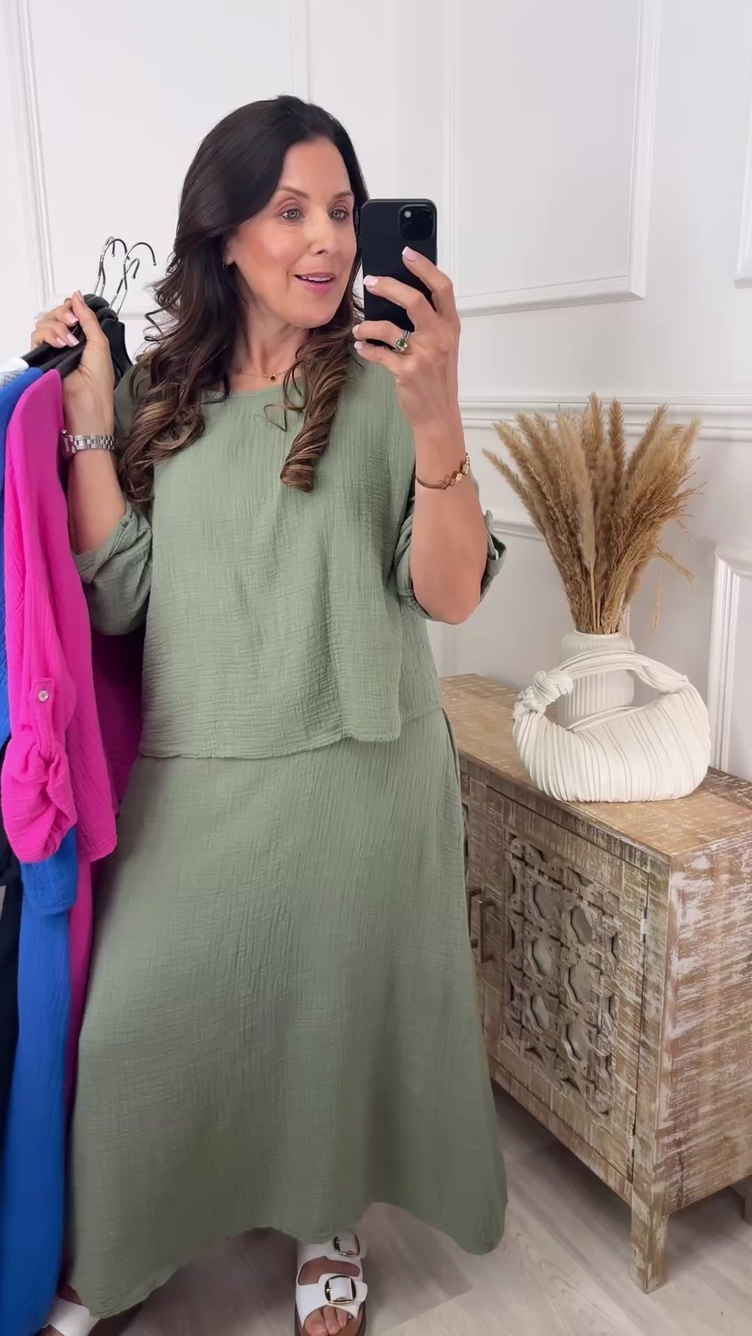 Steph Khaki Overlay Top Midi Dress