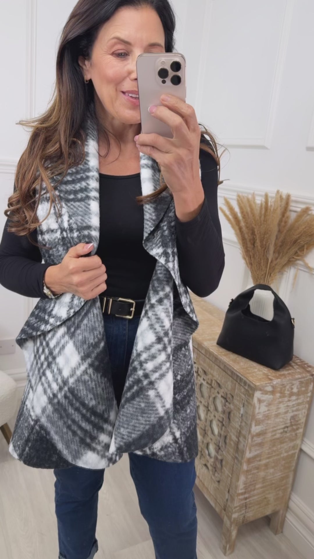 Santana Black Check Waistcoat