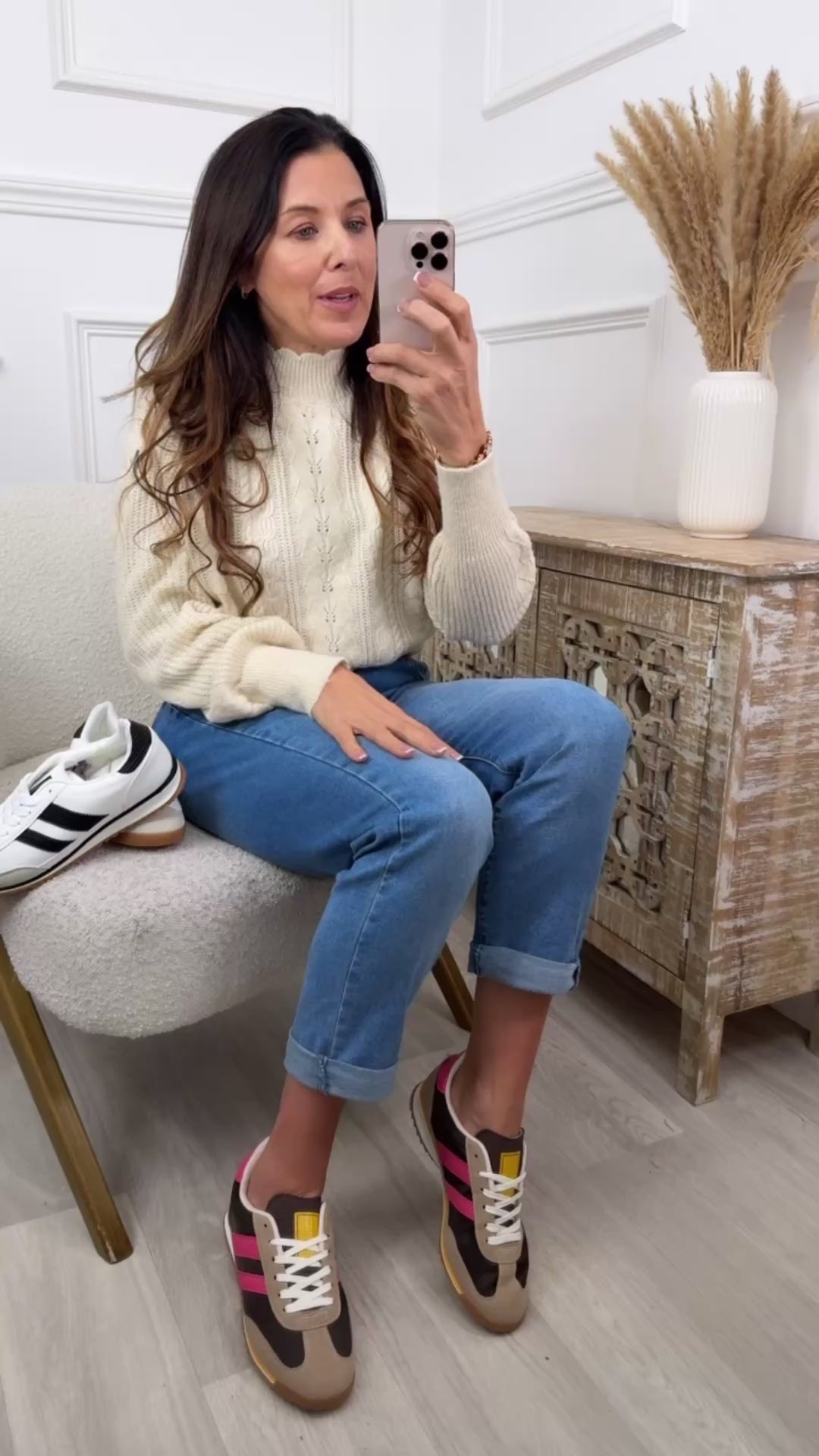 Fergy Rose Stripe Mocha Trainers