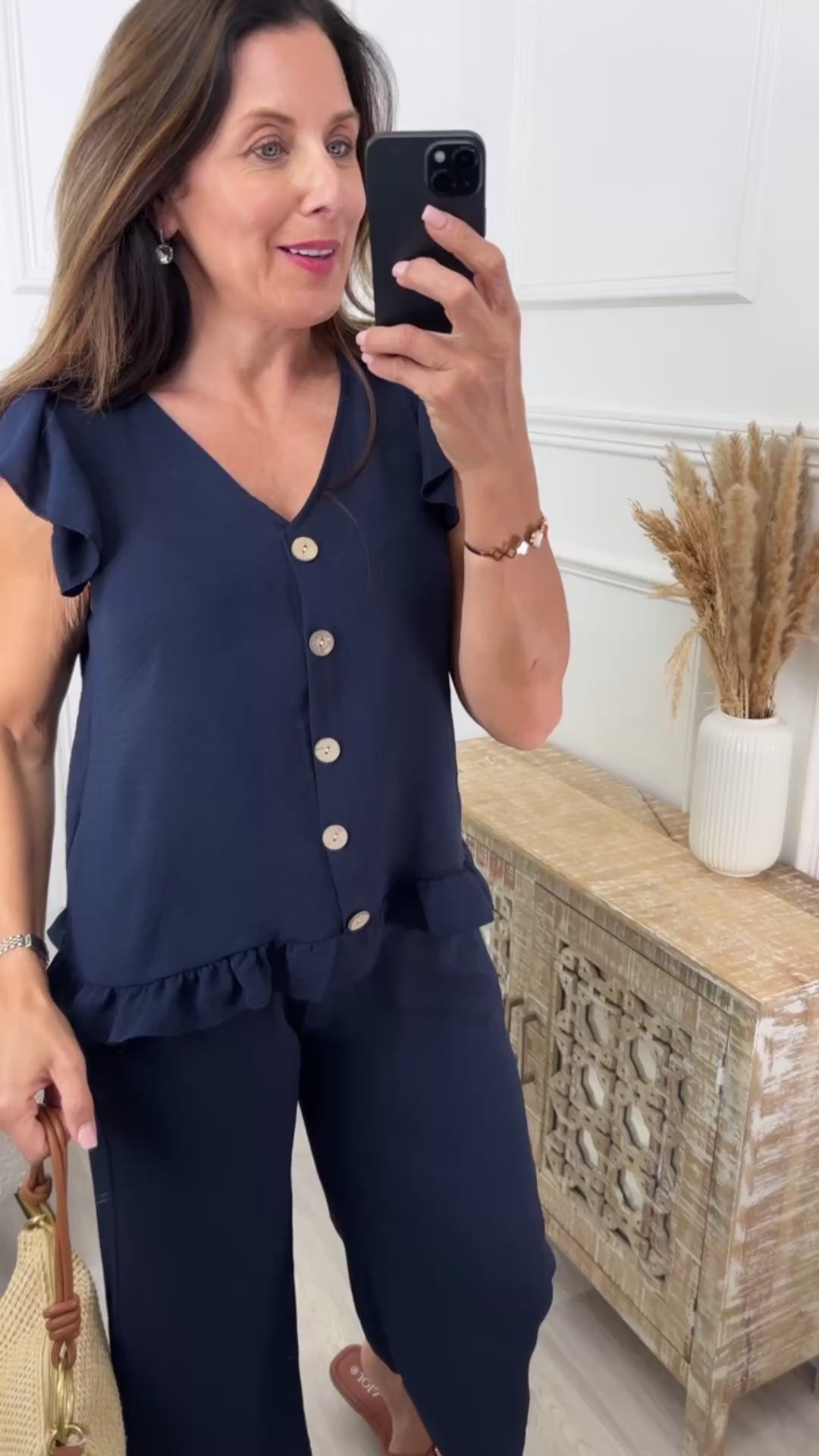 Madeline Navy Frill Hem Set