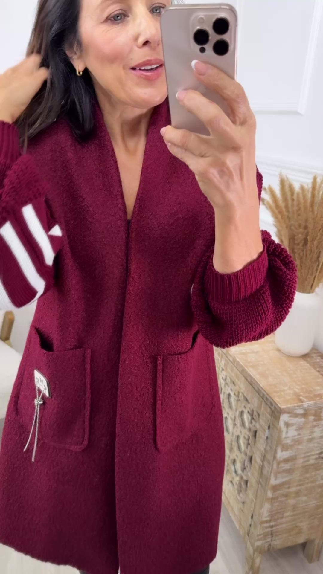 Ashley Wine Knit Sleeve Coatigan