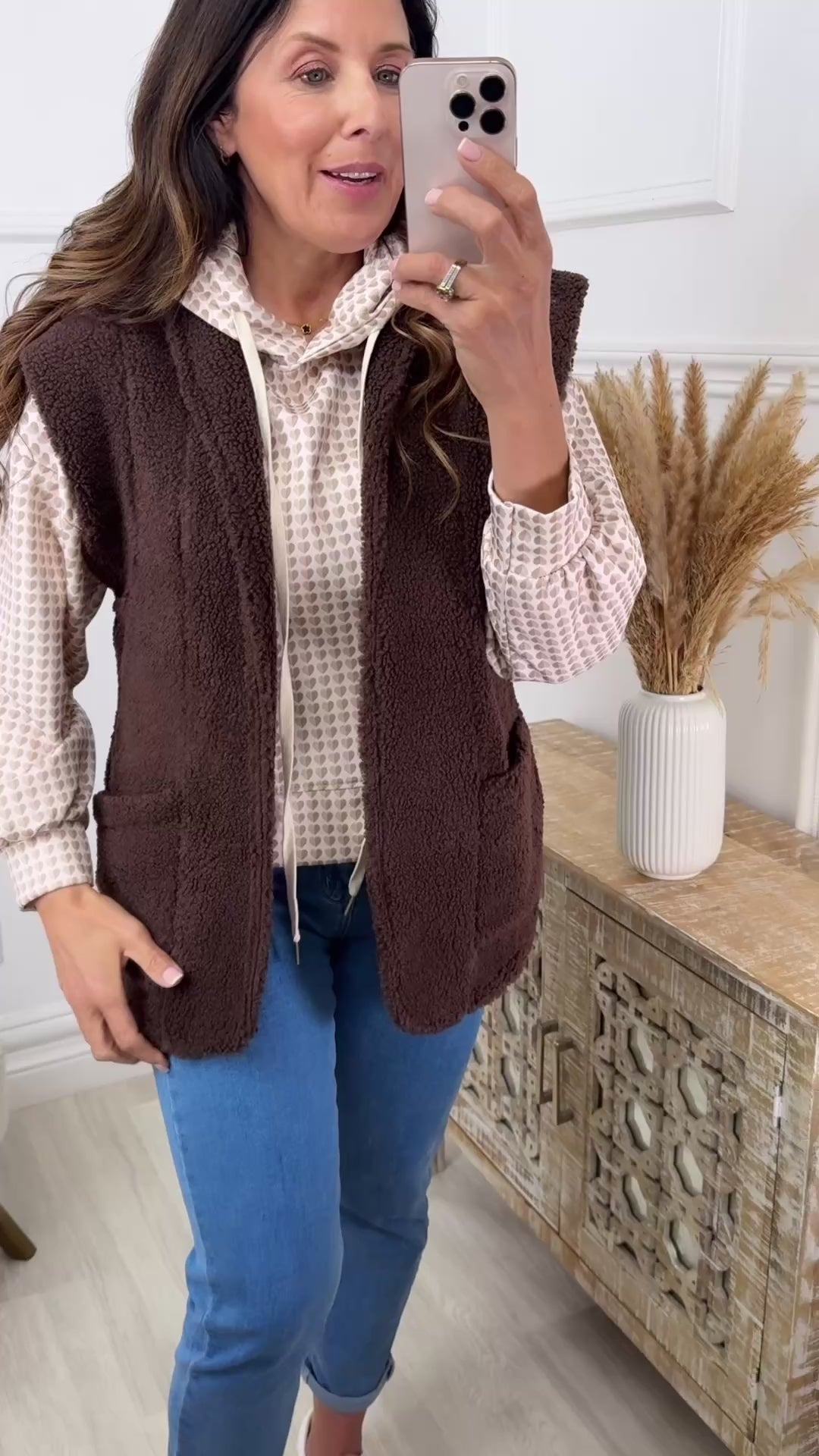 Mariosa Brown Faux Sherpa Waistcoat