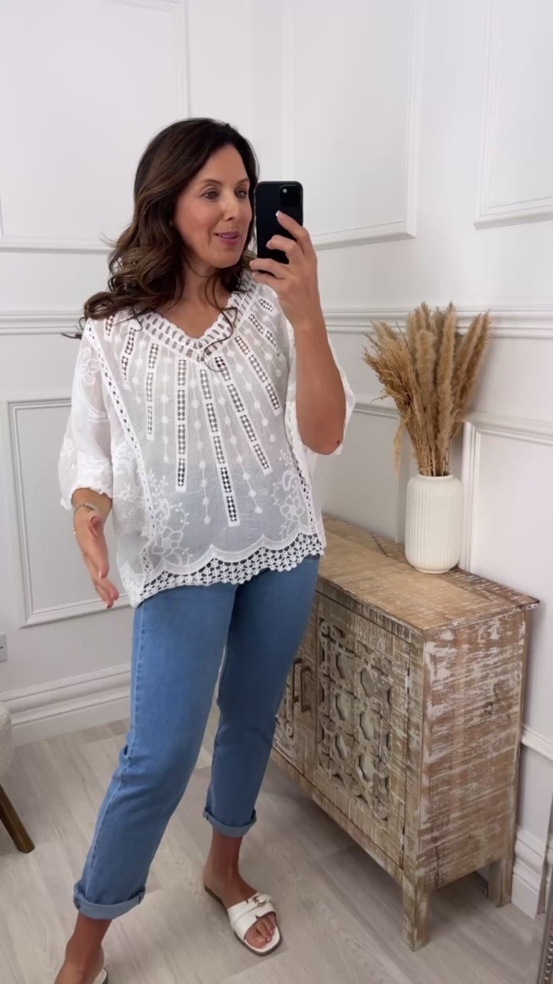 Salome White Batwing Sleeve Blouse