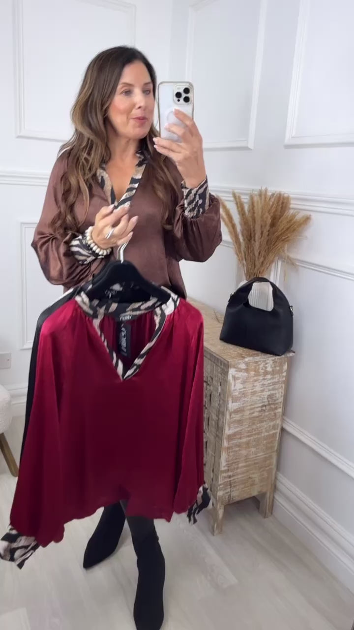 Sunnie Brown Zebra Trim Top