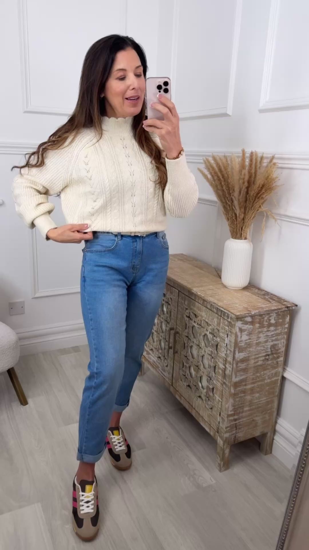 Naima Cream High Neck Jumper