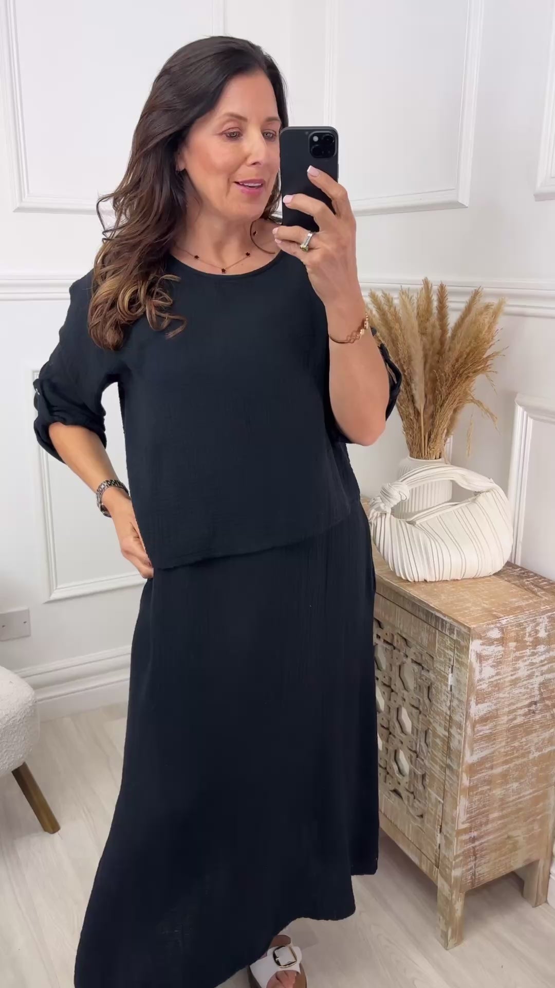 Steph Black Overlay Top Midi Dress