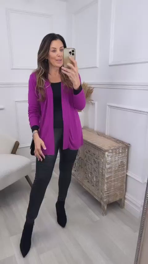 Devin Purple Fine Knit Cardigan
