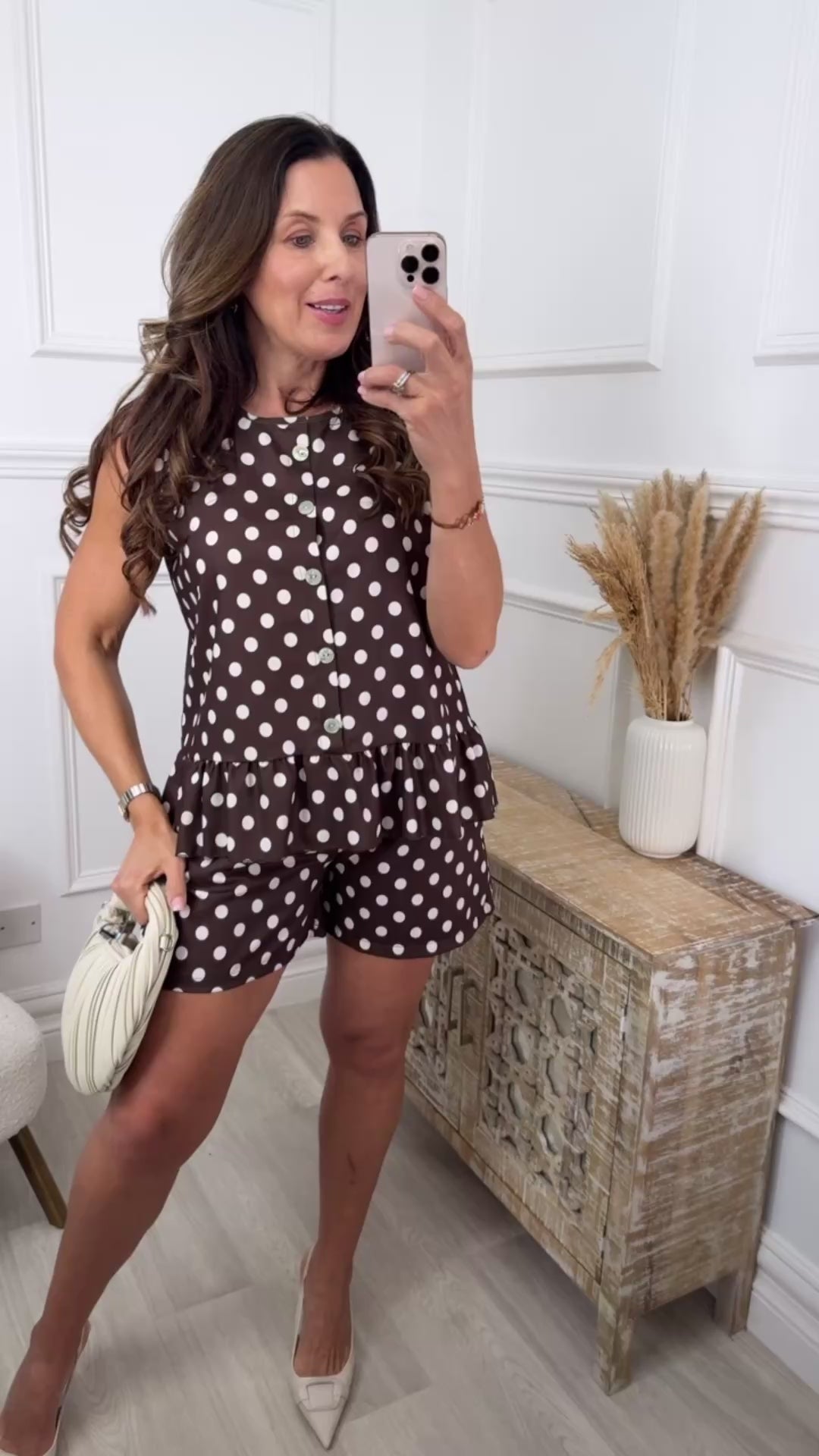 Carrie Brown Polka Frill Hem Shorts Set
