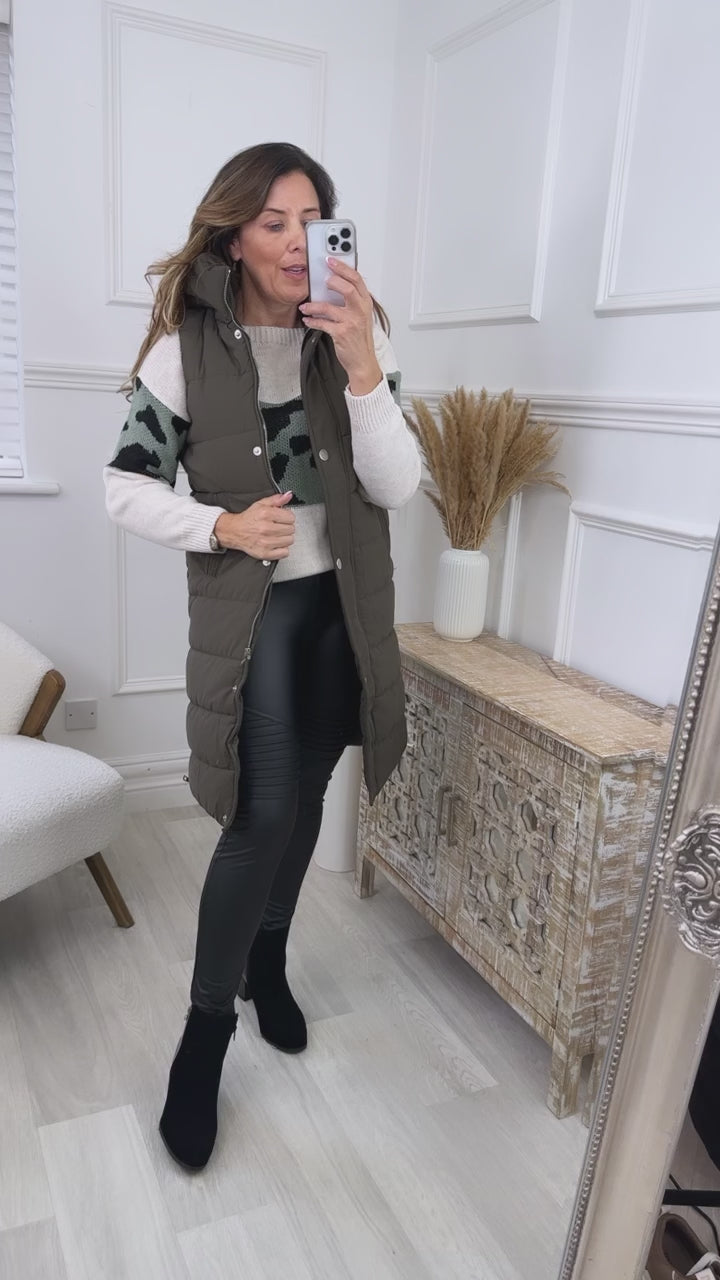 Solve Khaki Longline Puffer Gilet