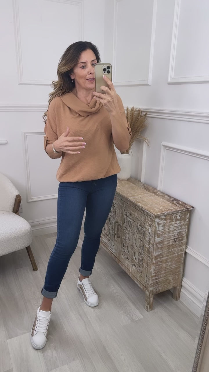 Silvy Camel Snood Neck Tunic