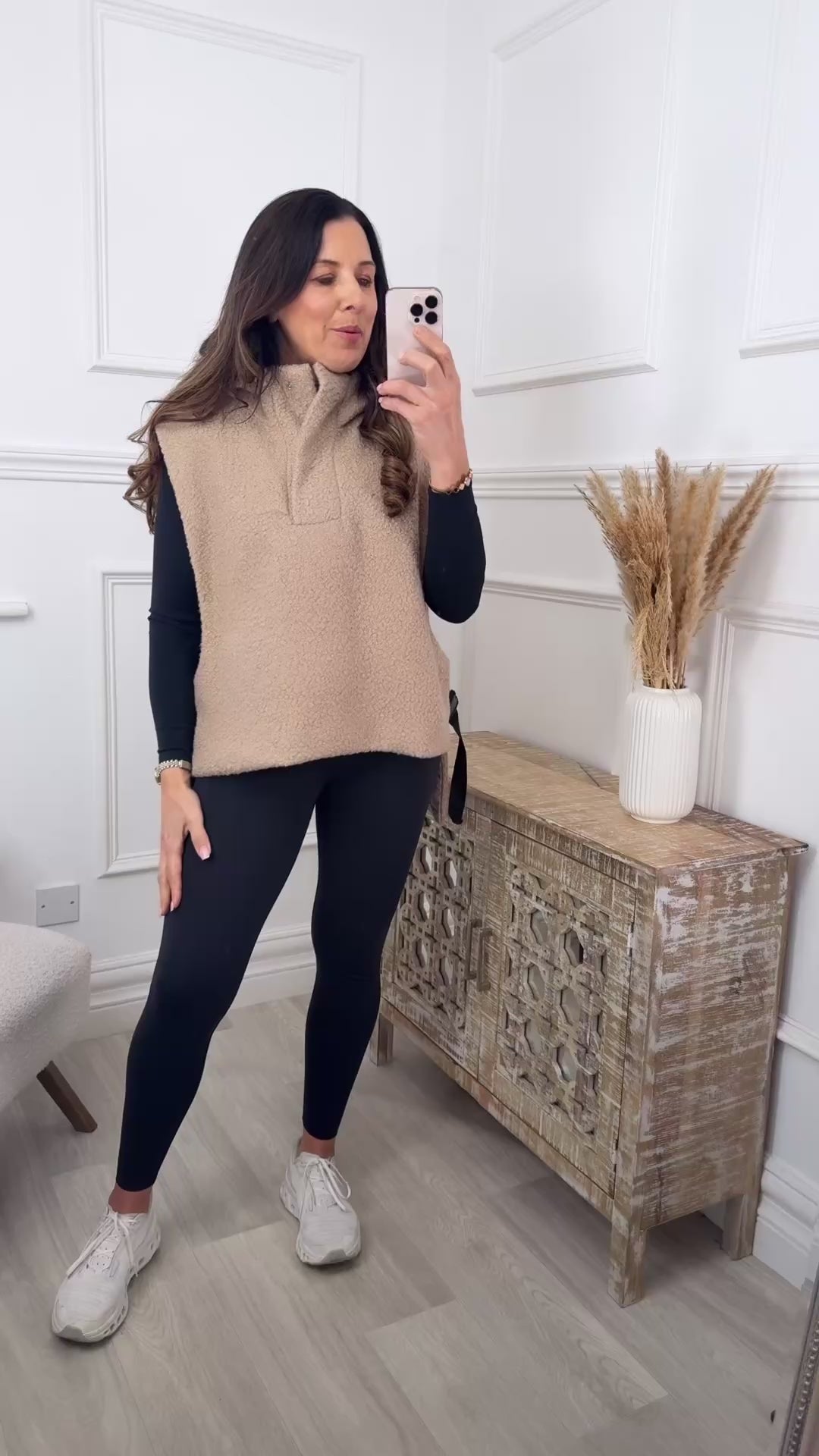 Clodagh Beige Sleeveless Teddy Hoodie