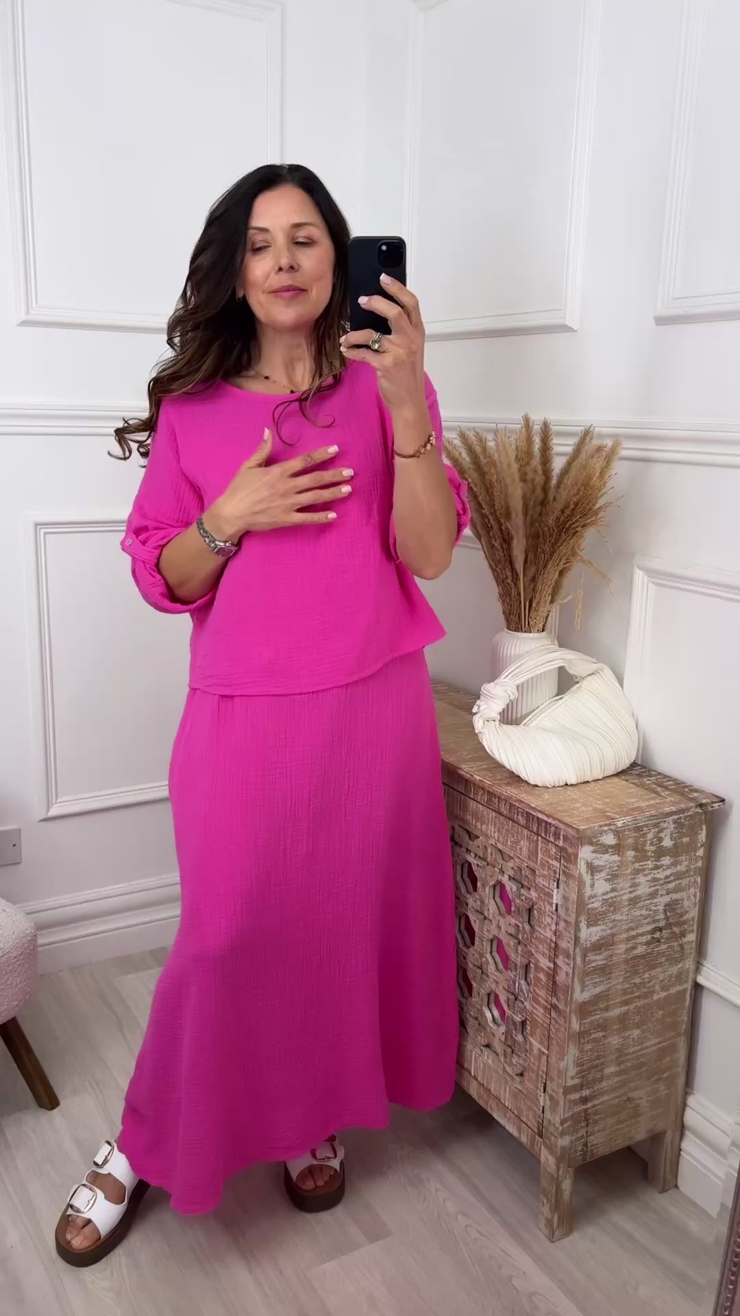 Steph Fuchsia Overlay Top Midi Dress